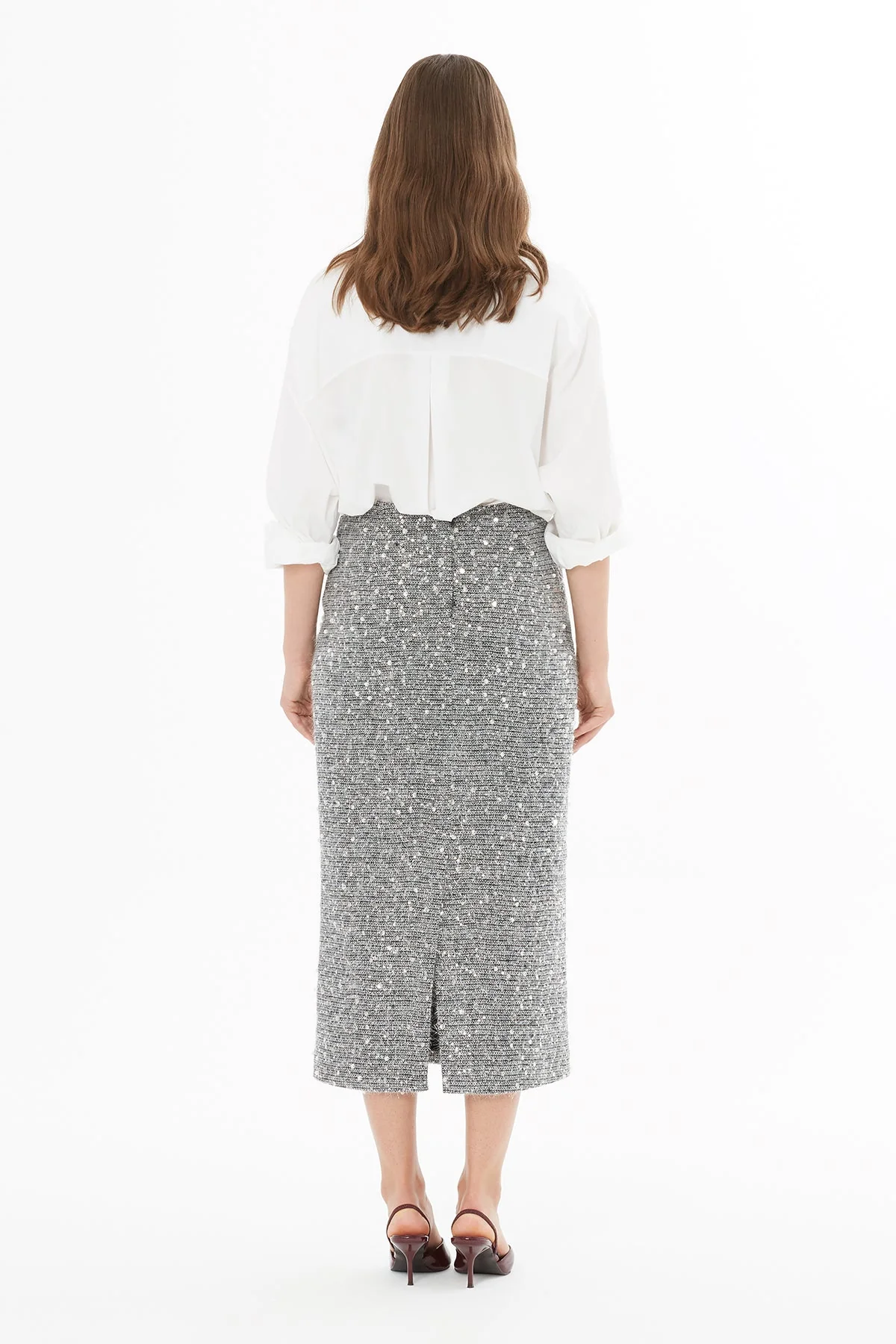 Grey Zip-Up Midi Skirt - Image 8