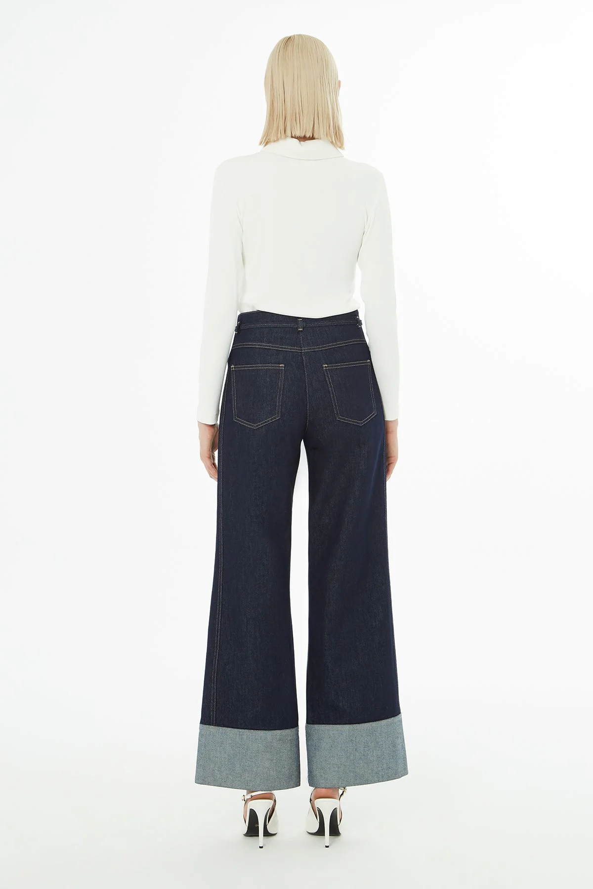 Jeans with Double-Hemmed Belted Detail - Image 5