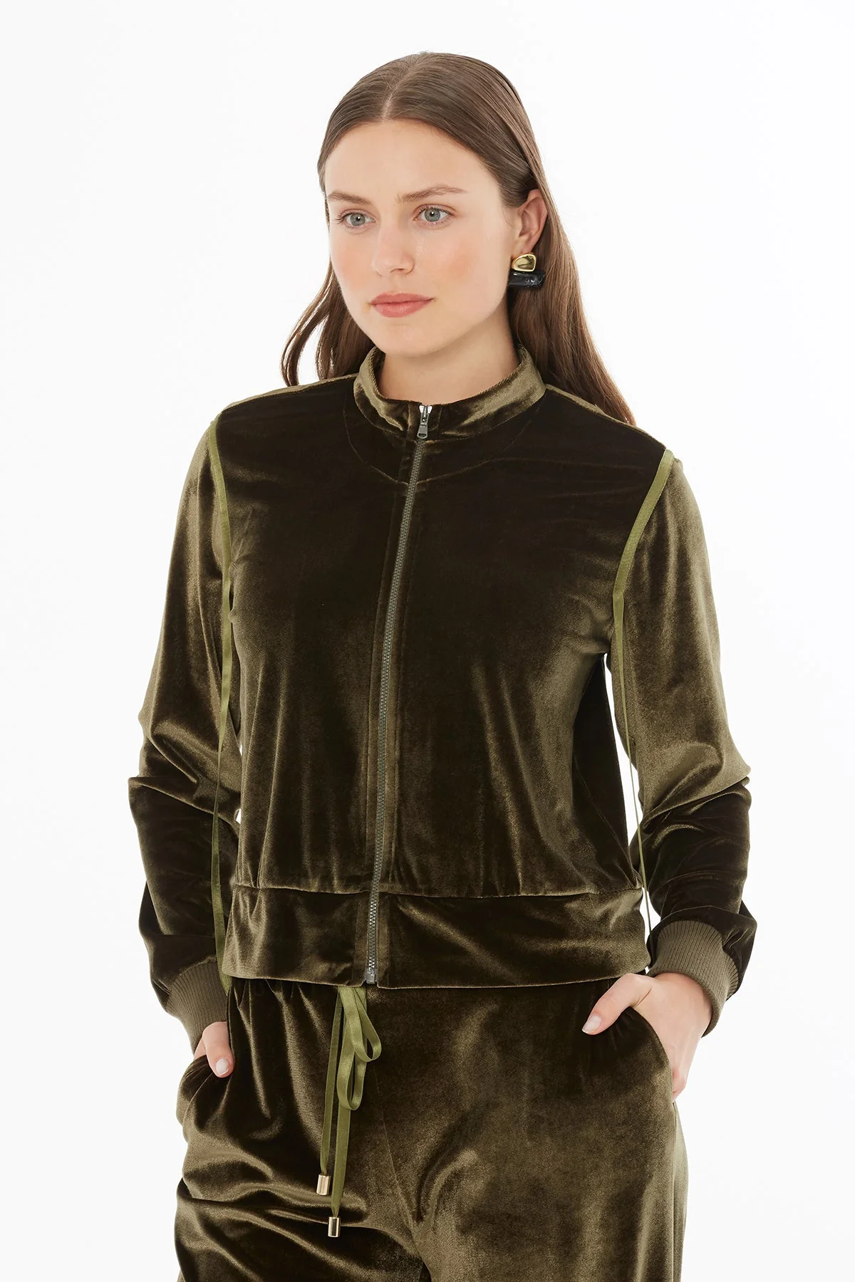 Khaki Velvet Jacket - Image 2