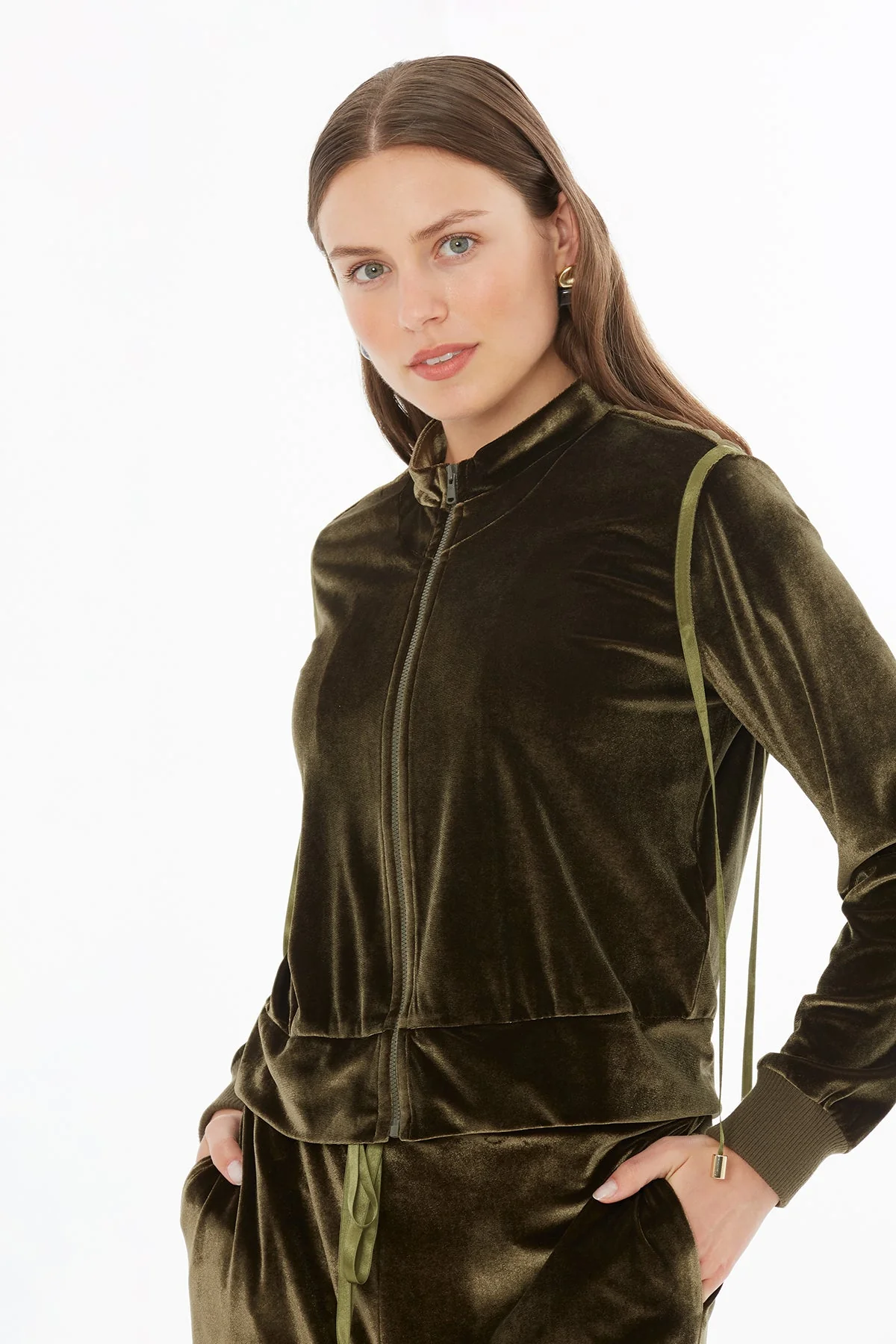 Khaki Velvet Jacket - Image 3
