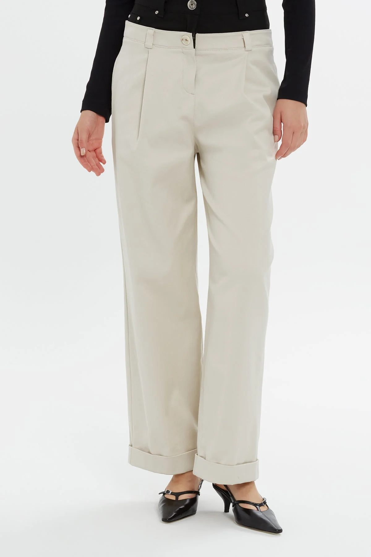 Laser-Detail Pleated Wide-Leg Pants - Image 2