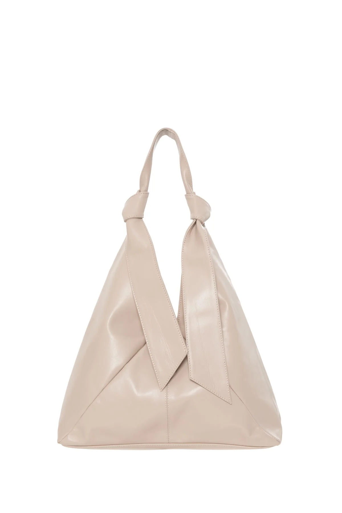 Leather Shoulder Bag With Tying Handle Detail
