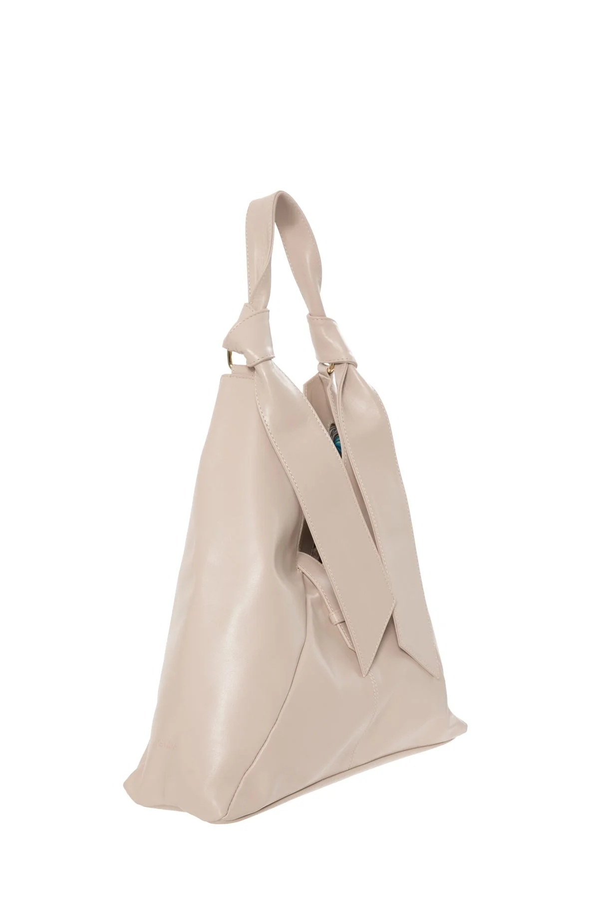 Leather Shoulder Bag With Tying Handle Detail - Image 2