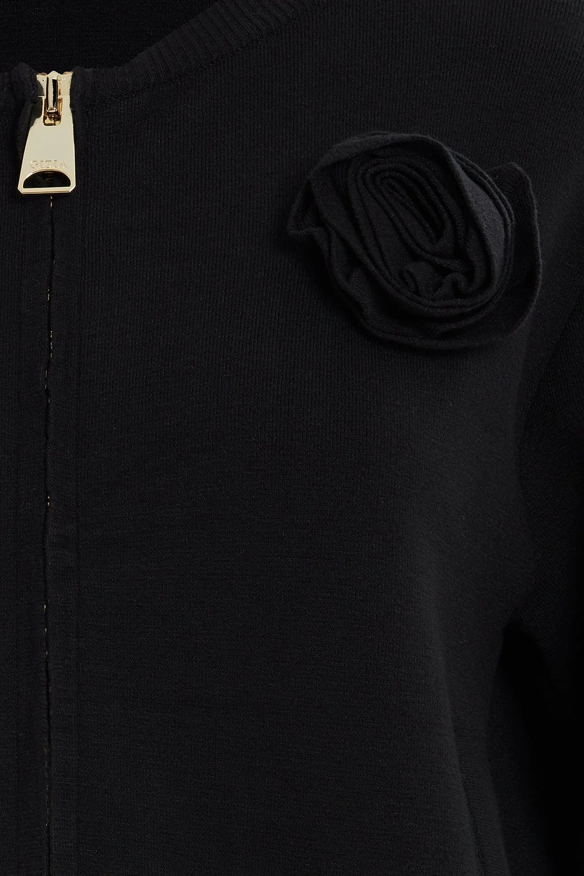 Left Collar Flower Detail Long Sleeve Knit Jacket - Image 4