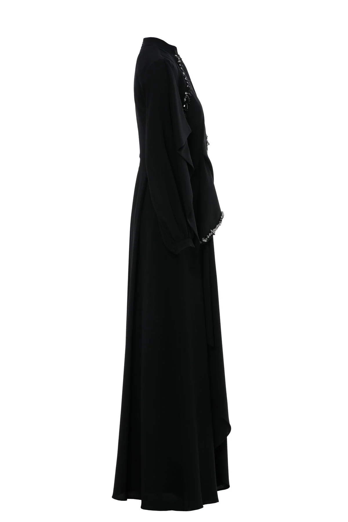 Long Dress with Front Slit  Stone Embellishments - Image 2