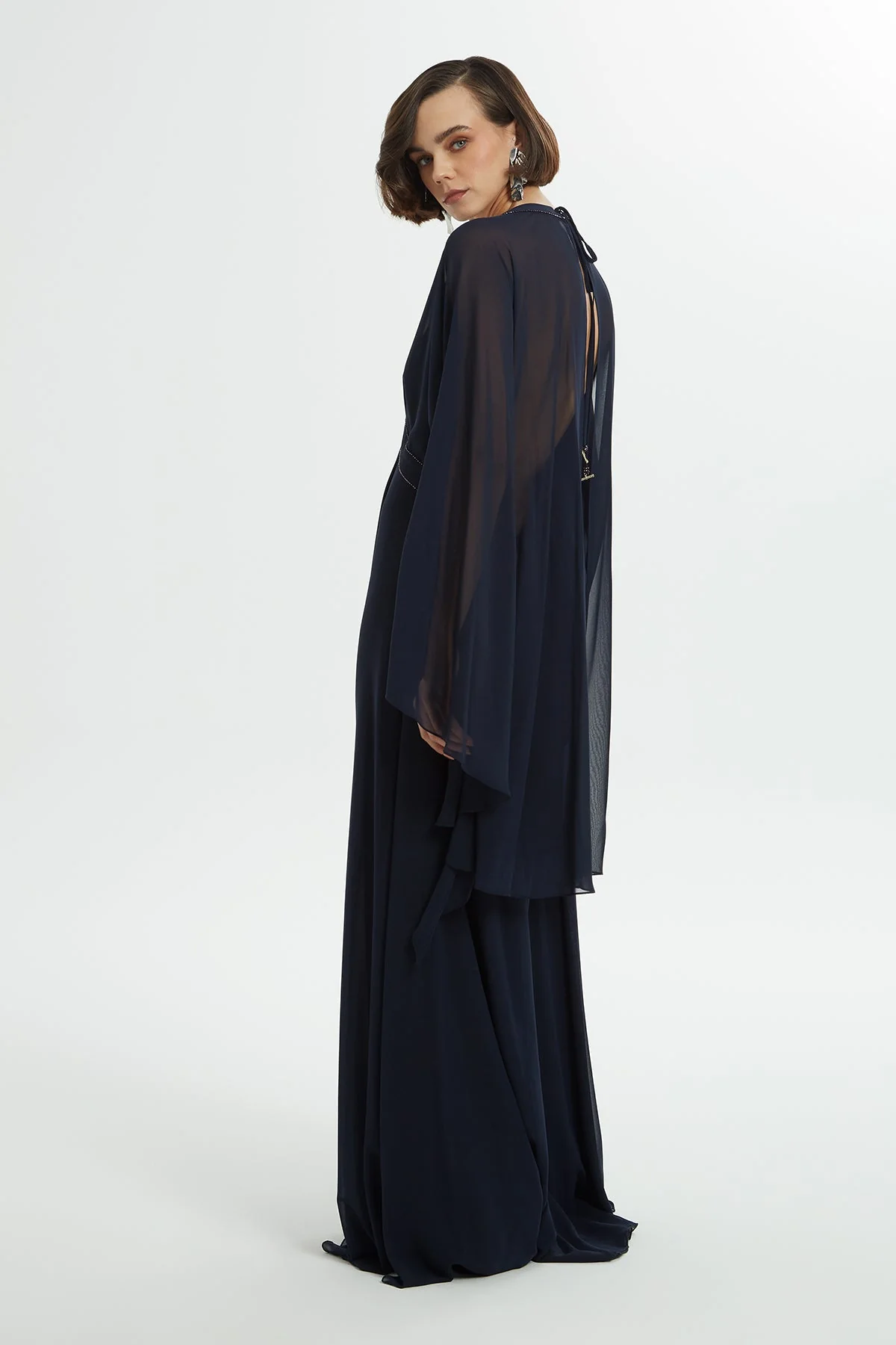 Navy Bead Embroidered Dress - Image 4