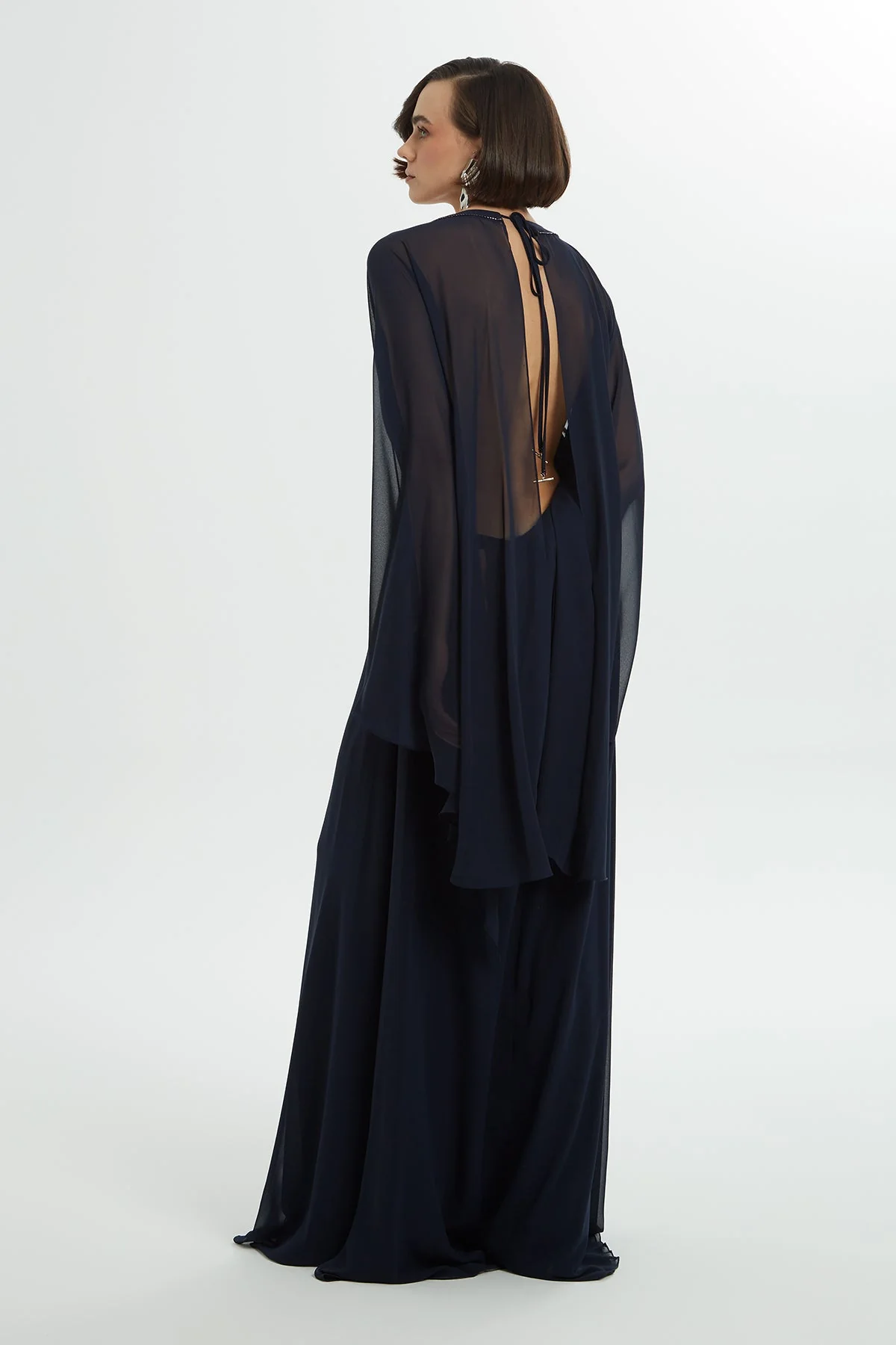 Navy Bead Embroidered Dress - Image 5