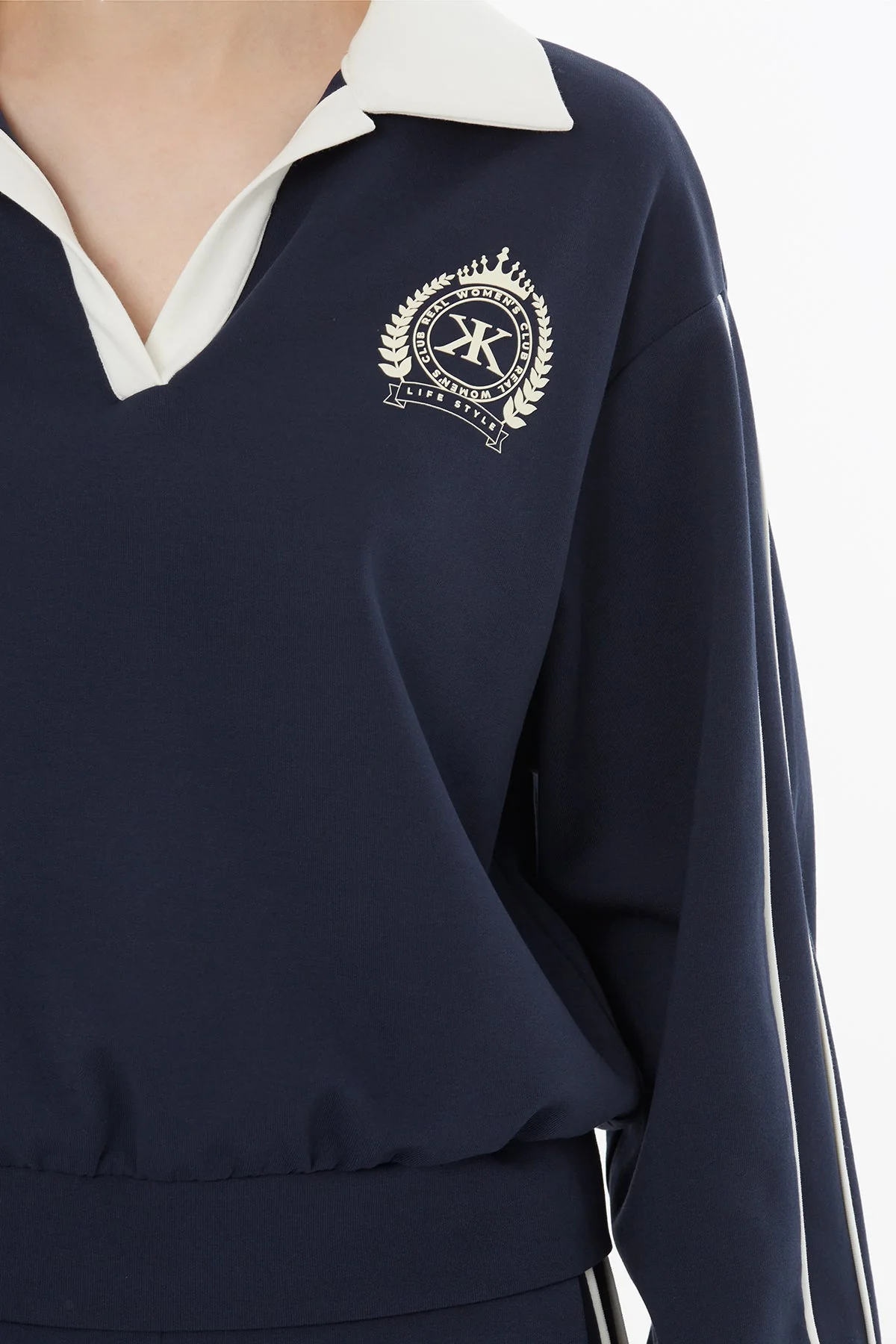 Navy Elastic-Waist Sweat Tracksuit Set - Image 3