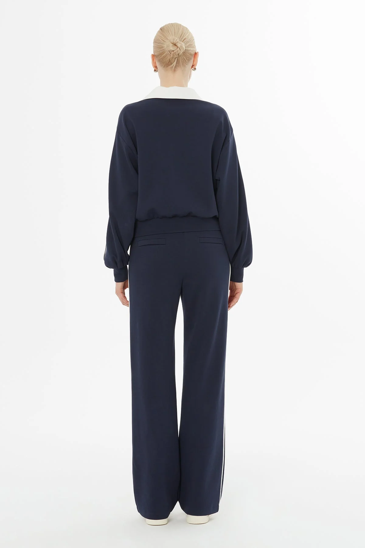 Navy Elastic-Waist Sweat Tracksuit Set - Image 5
