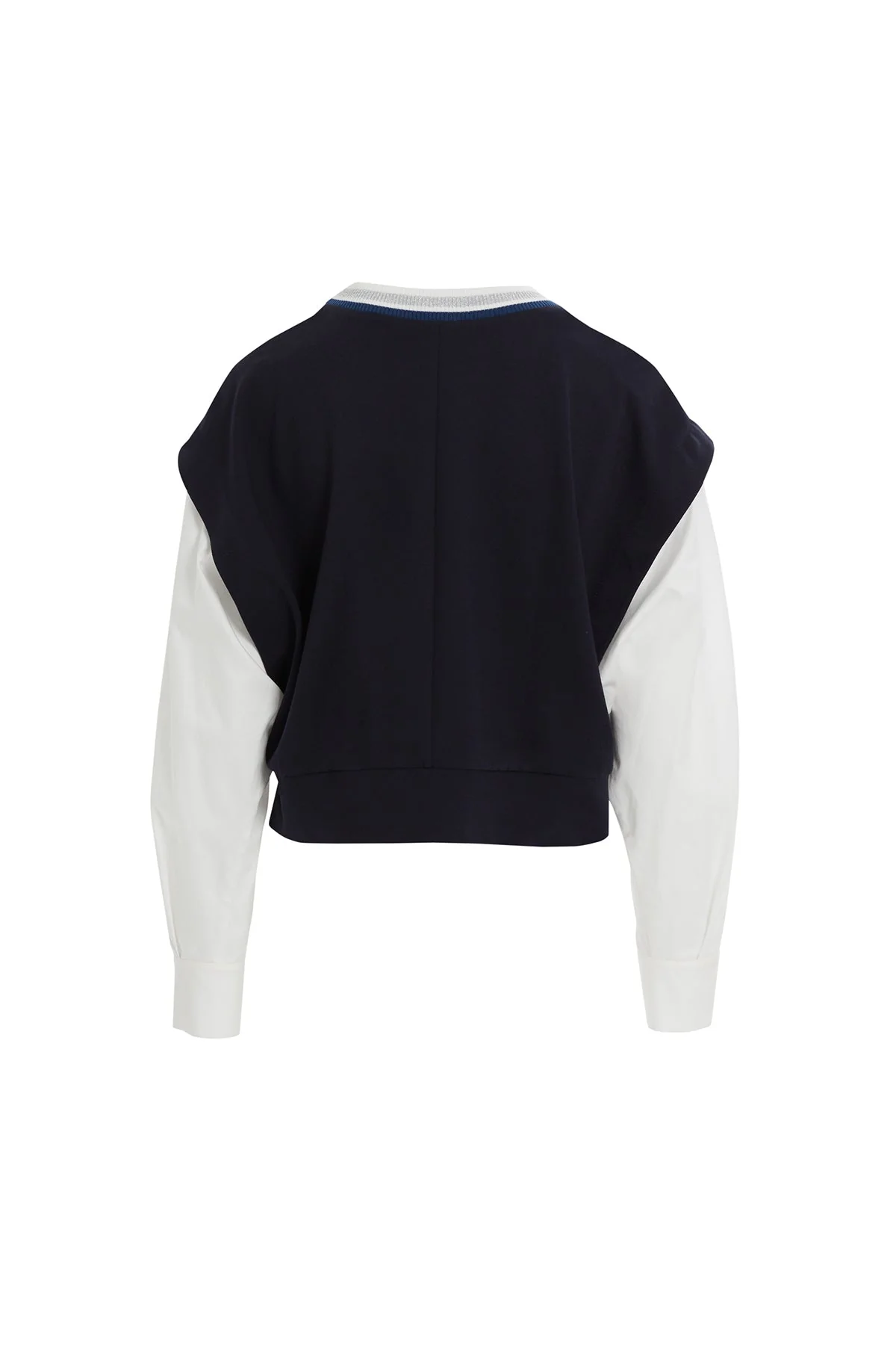 Navy Embroidered Chain-Stitch Long-Sleeve Blouse - Image 8