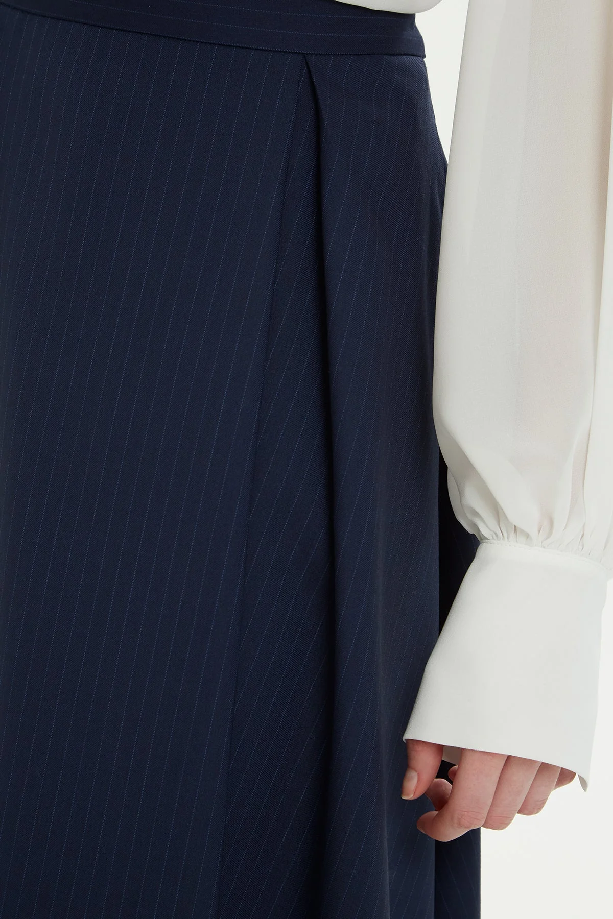 Navy Flared Midi Skirt - Image 2