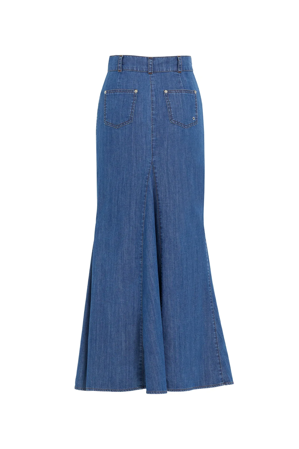 Navy High-Waist Maxi Denim Skirt - Image 7