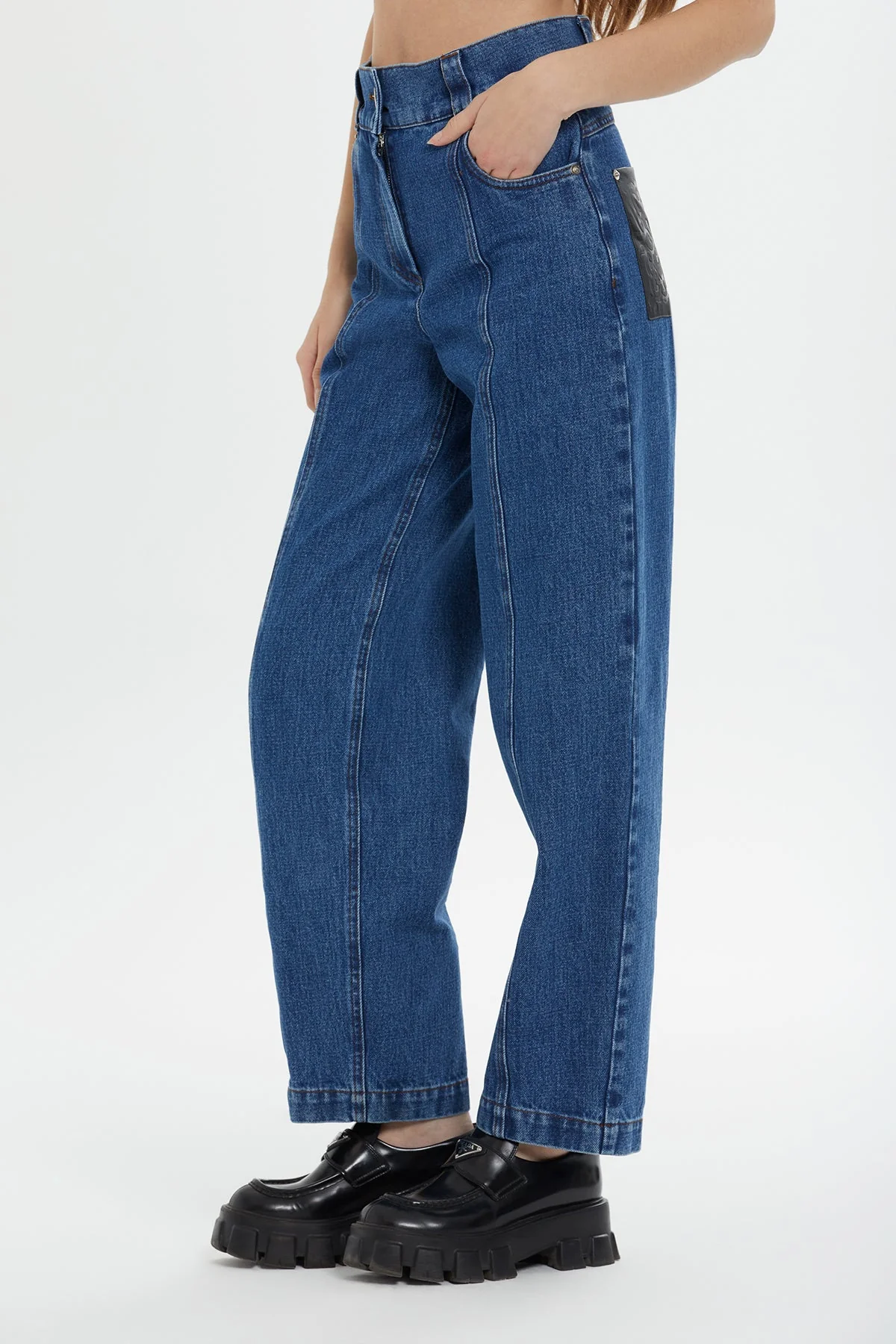 Navy High-Waist Mom Jeans - Image 3