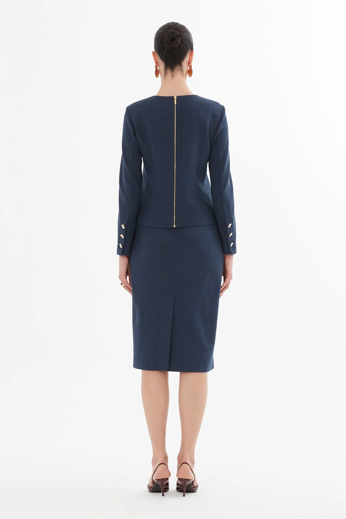Navy Jacket with Button Details Suit - Image 5