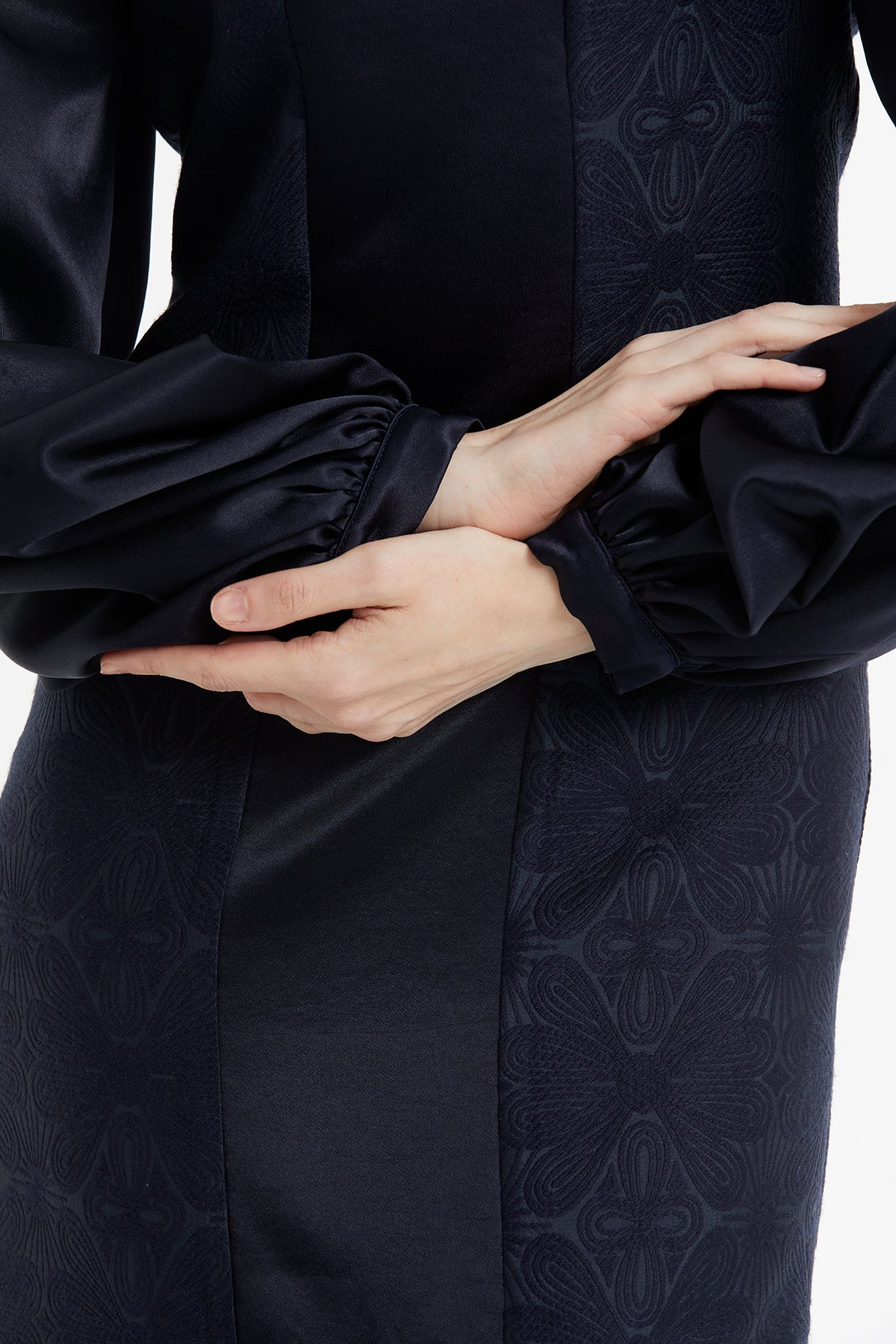 Navy Long Dress with Tulle Detail - Image 5