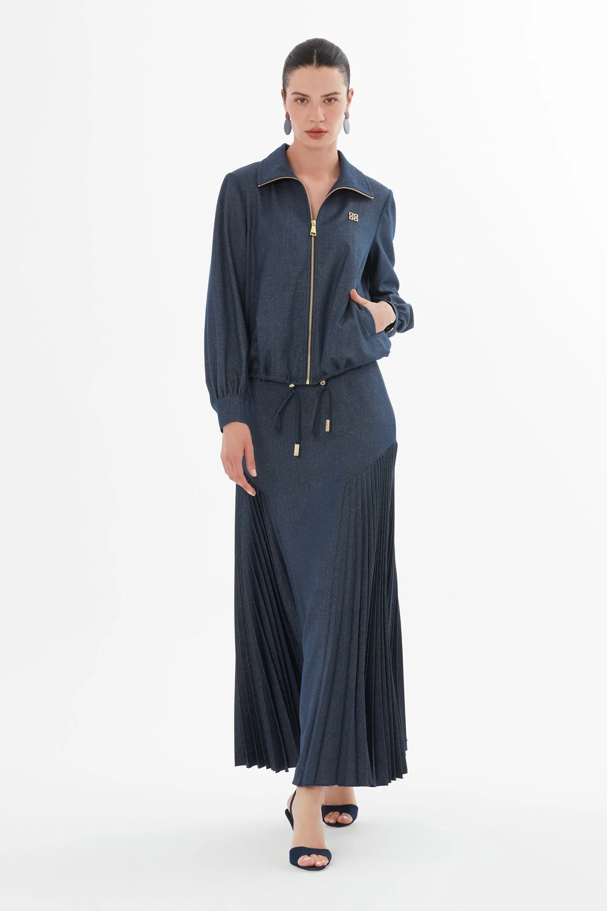 Navy Long Skirt Suit - Image 4