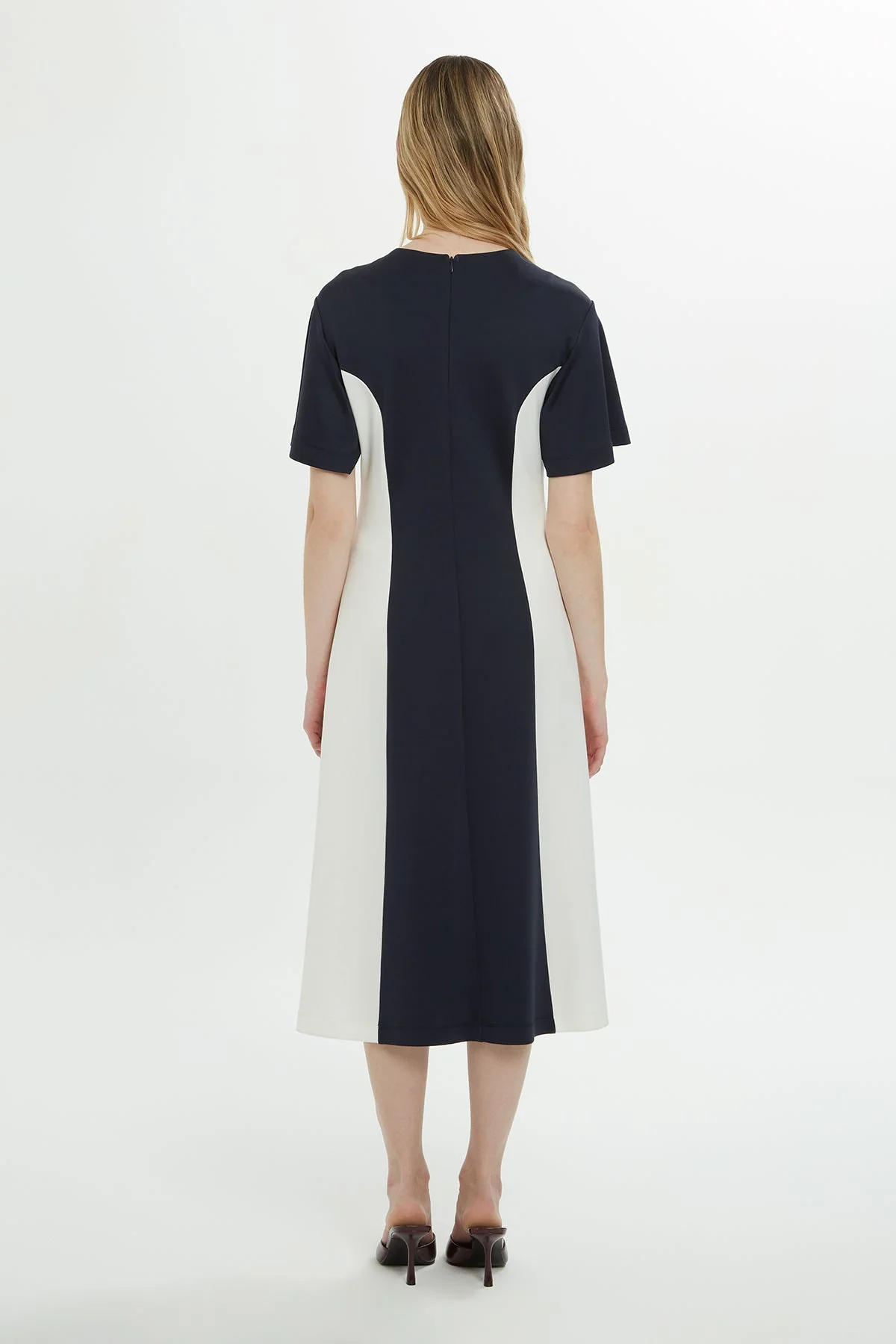 Navy Midi Dress with Logo Detail - Image 4