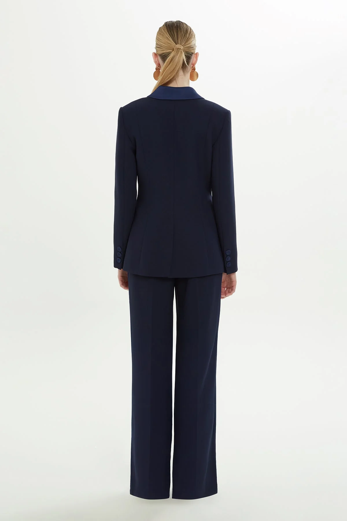 Navy Notched-Collar Lined Jacket - Image 4