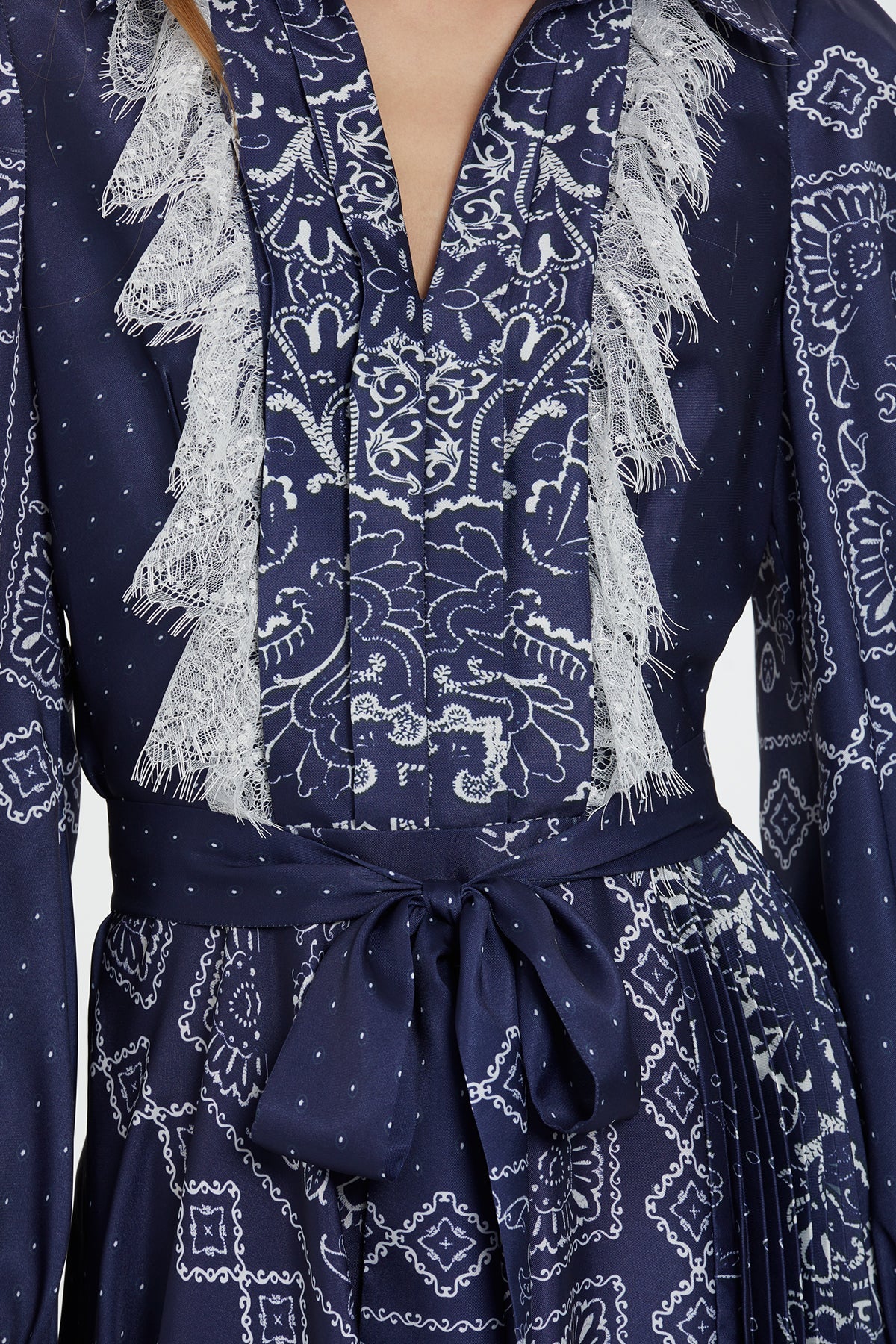 Navy Patterned Midi Dress - Image 4