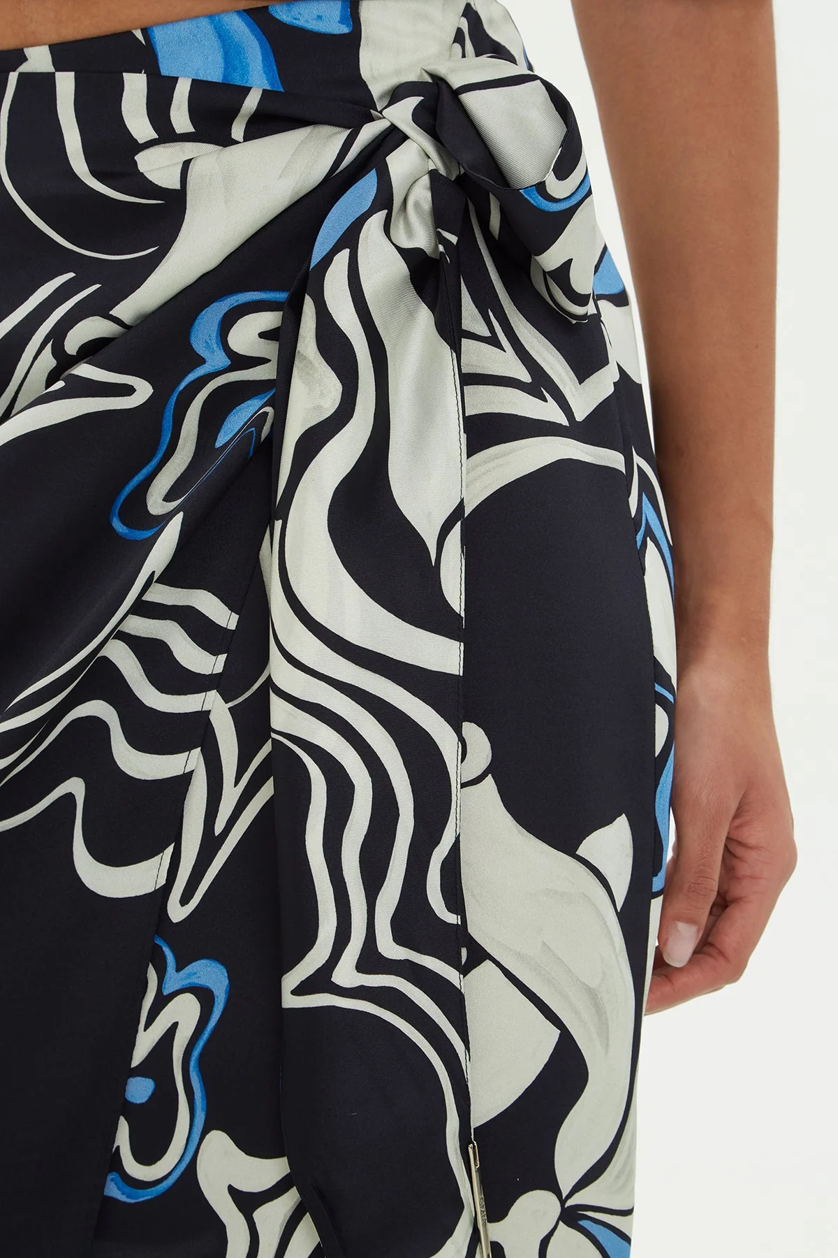 Navy Patterned Midi Skirt - Image 2