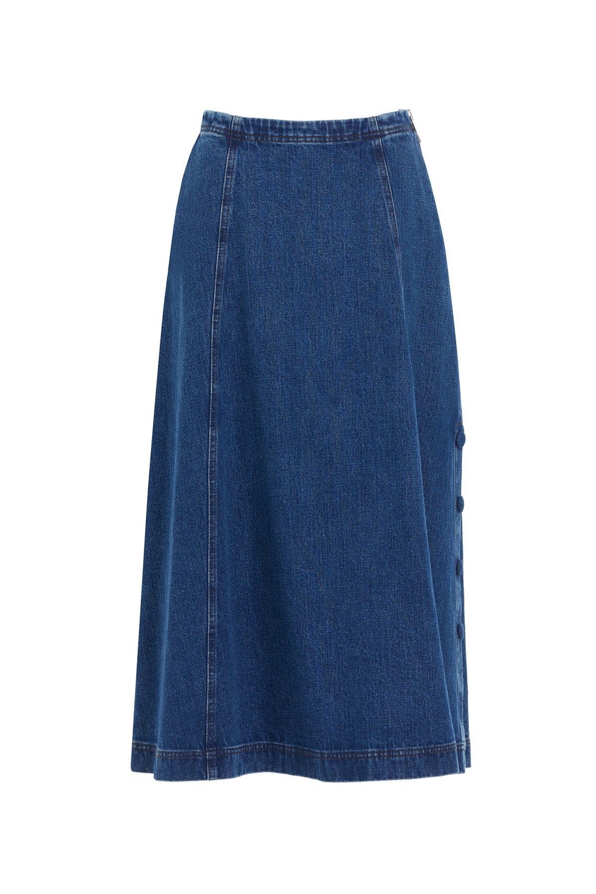 Navy Pocketed Maxi Denim Skirt - Image 6