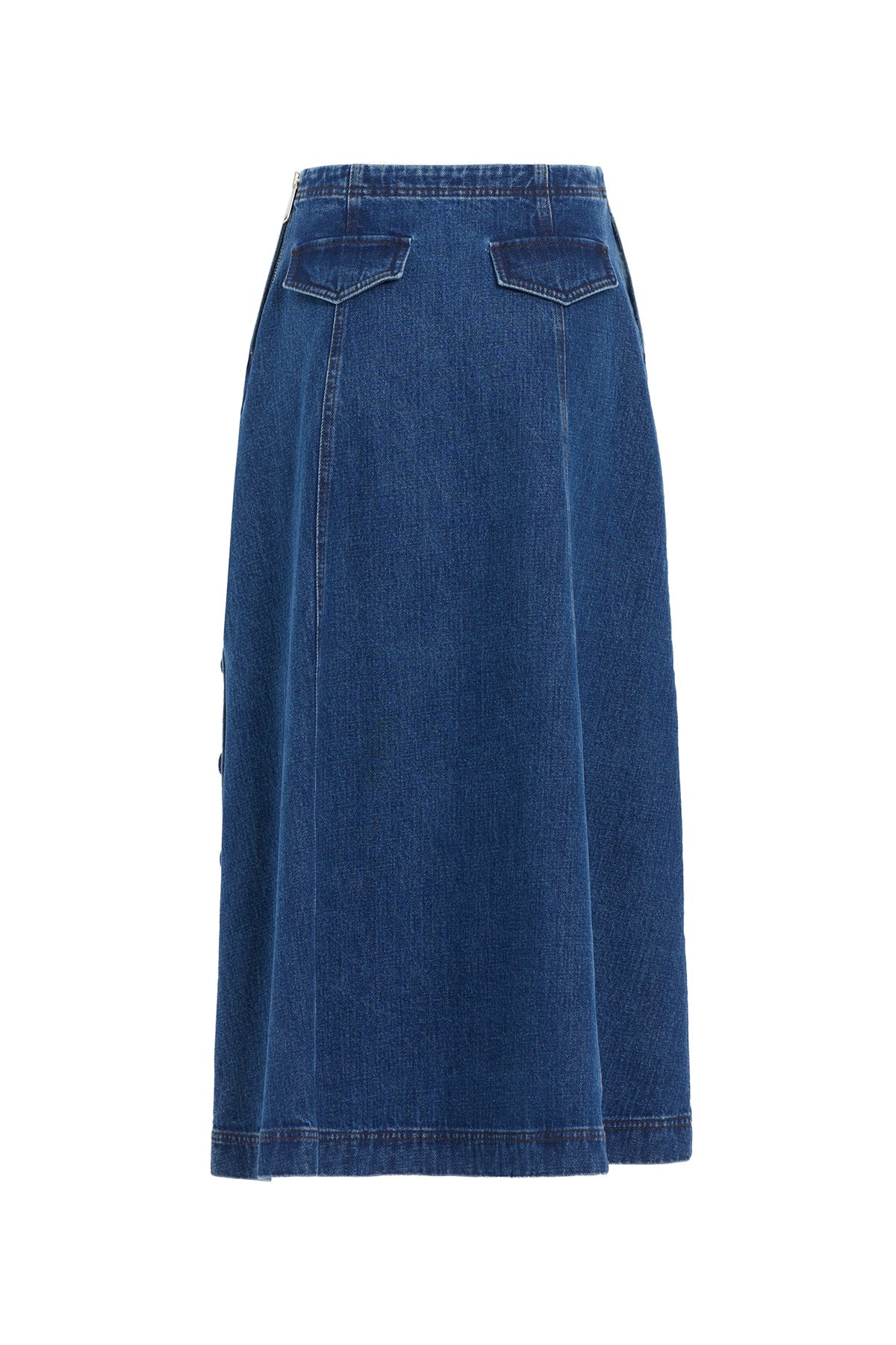 Navy Pocketed Maxi Denim Skirt - Image 8