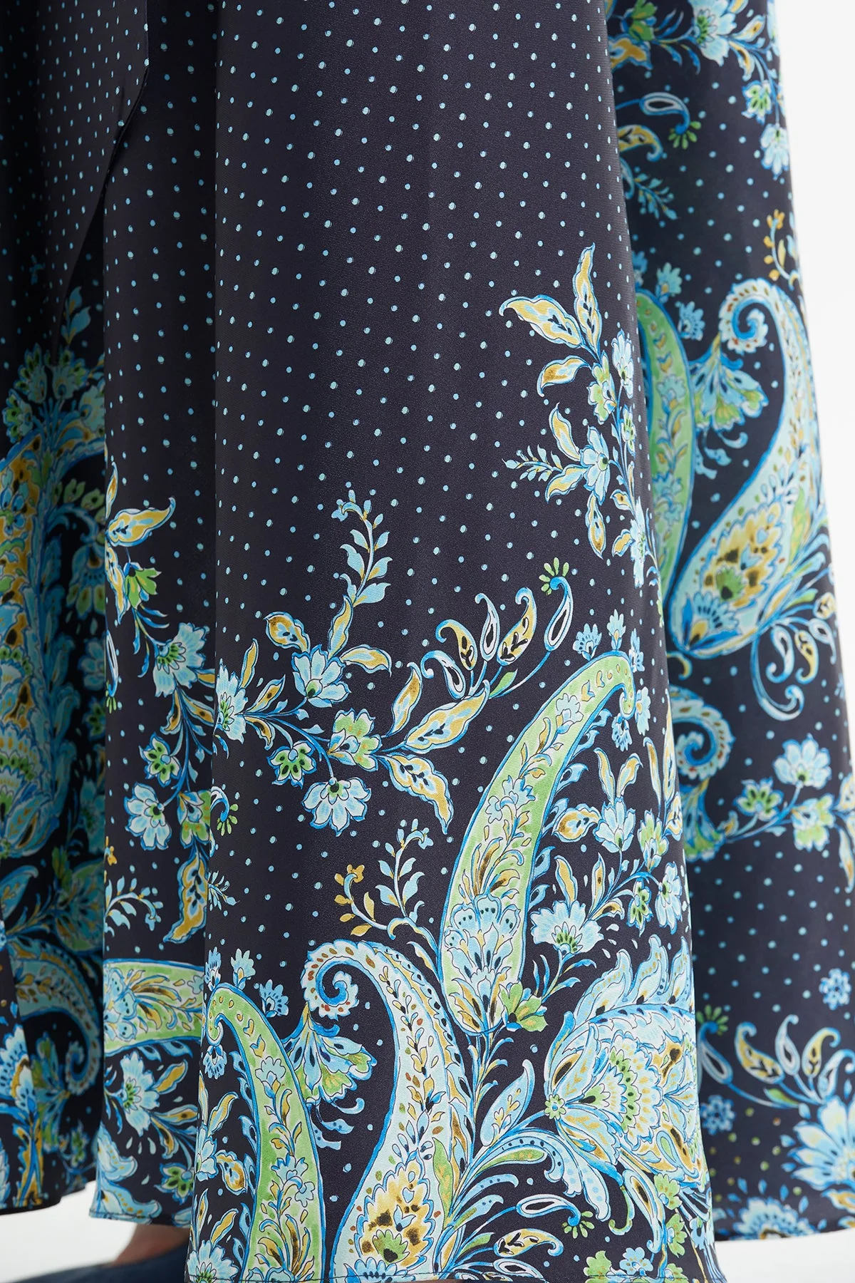 Navy Polka-Dot Long Belted Dress - Image 5