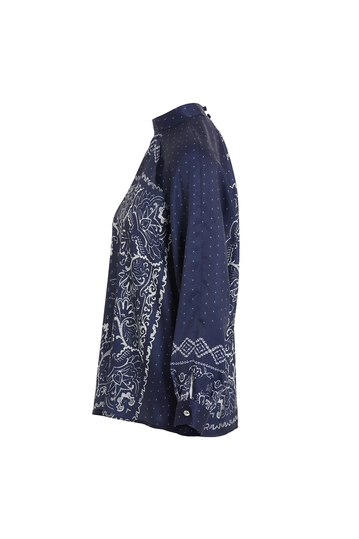 Navy Raglan-Sleeve Patterned Blouse - Image 6