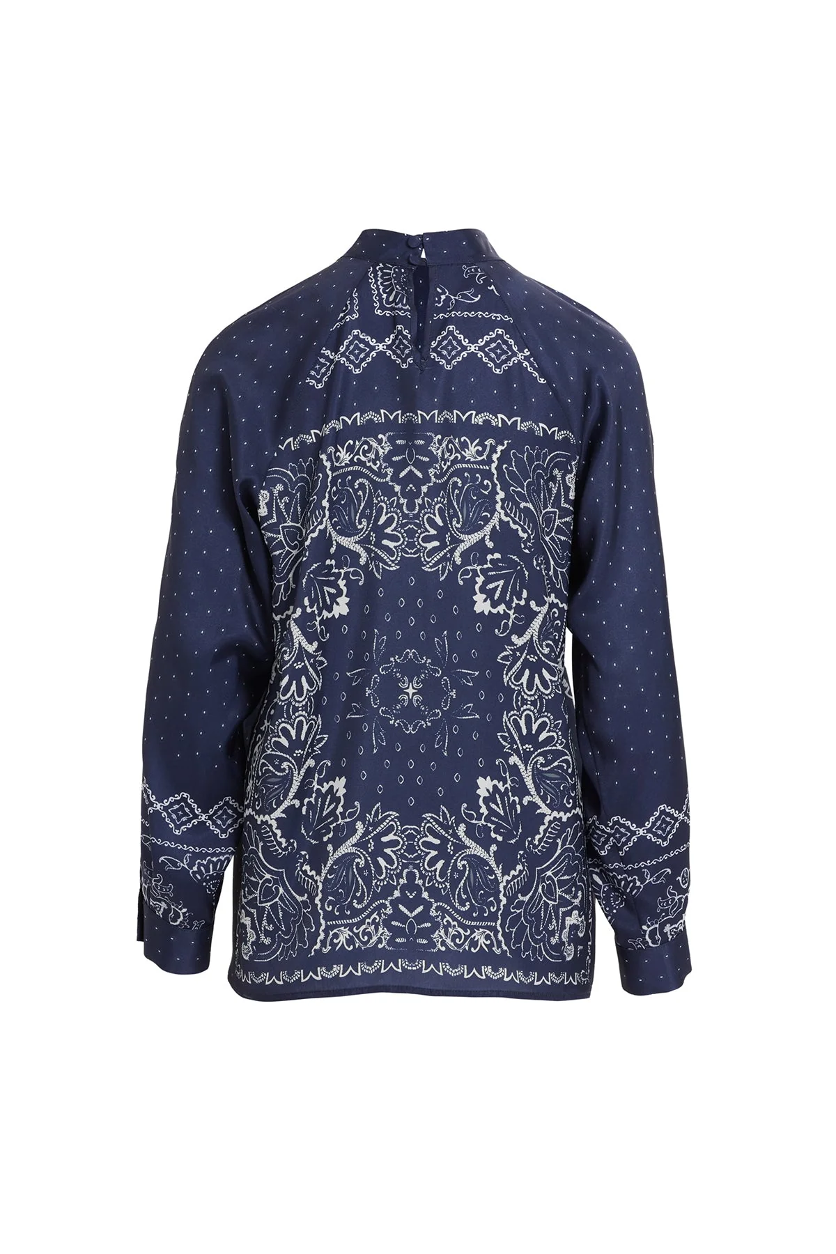 Navy Raglan-Sleeve Patterned Blouse - Image 7