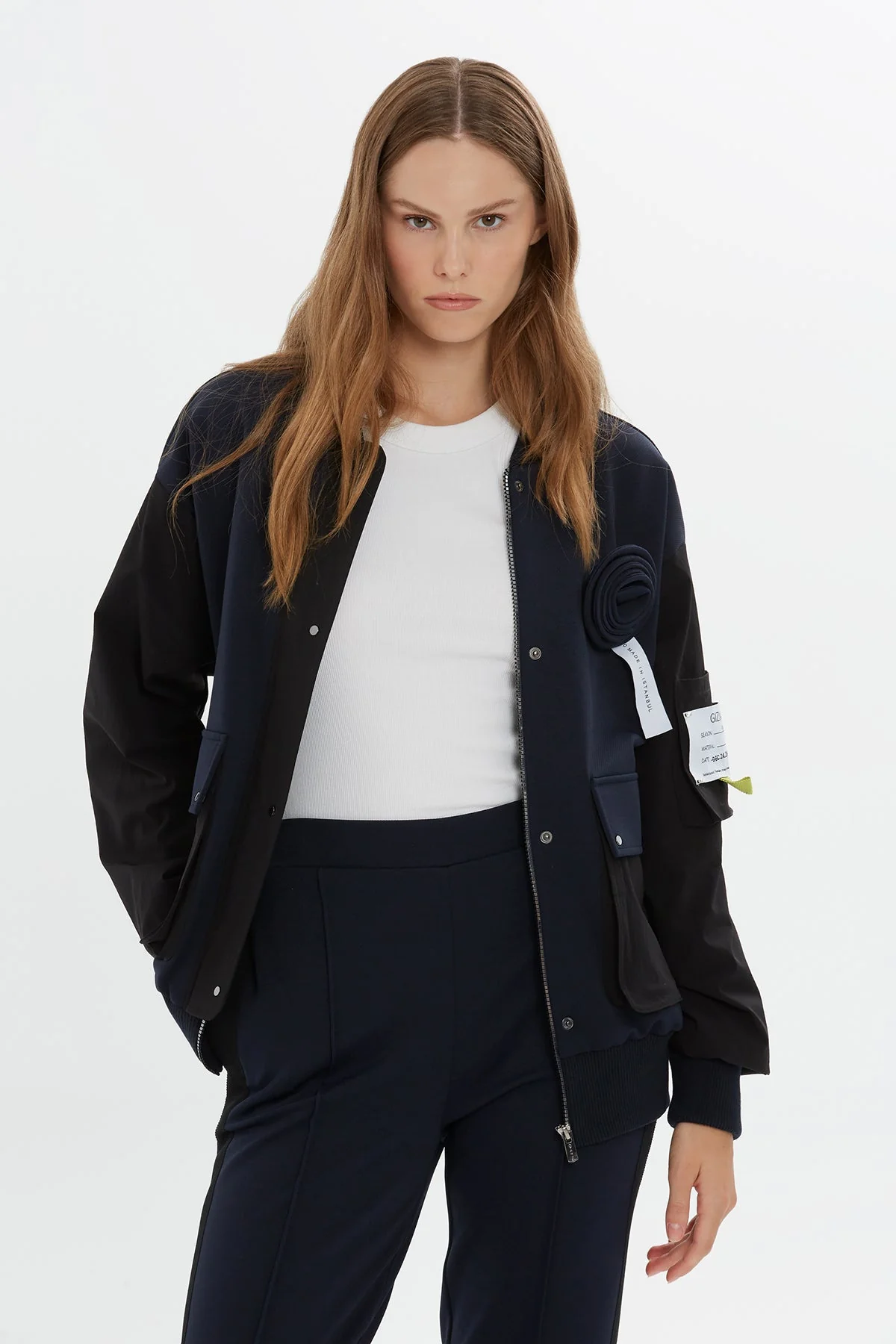 Navy Rose-Detail Sweatshirt - Image 3