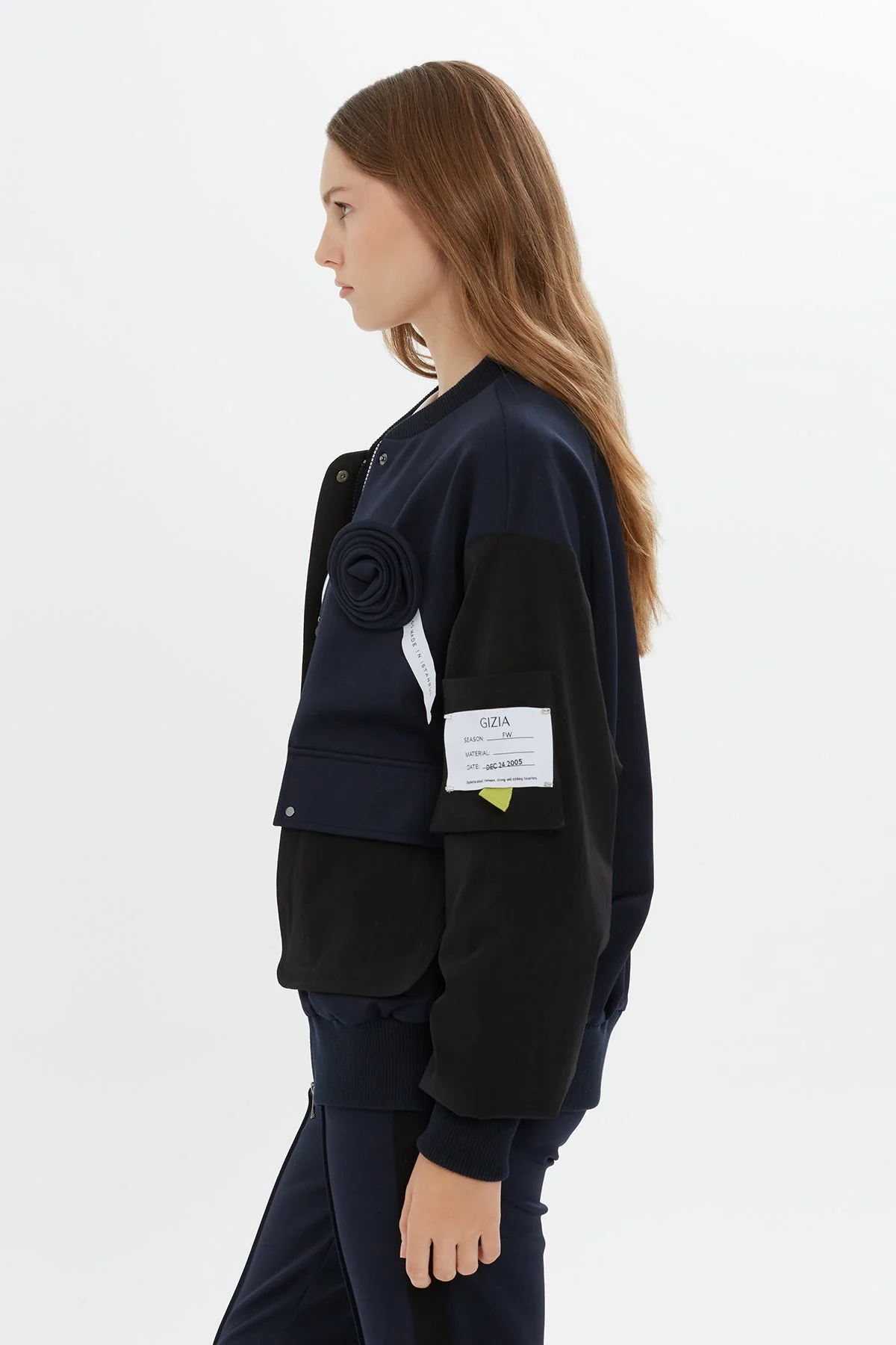 Navy Rose-Detail Sweatshirt - Image 4