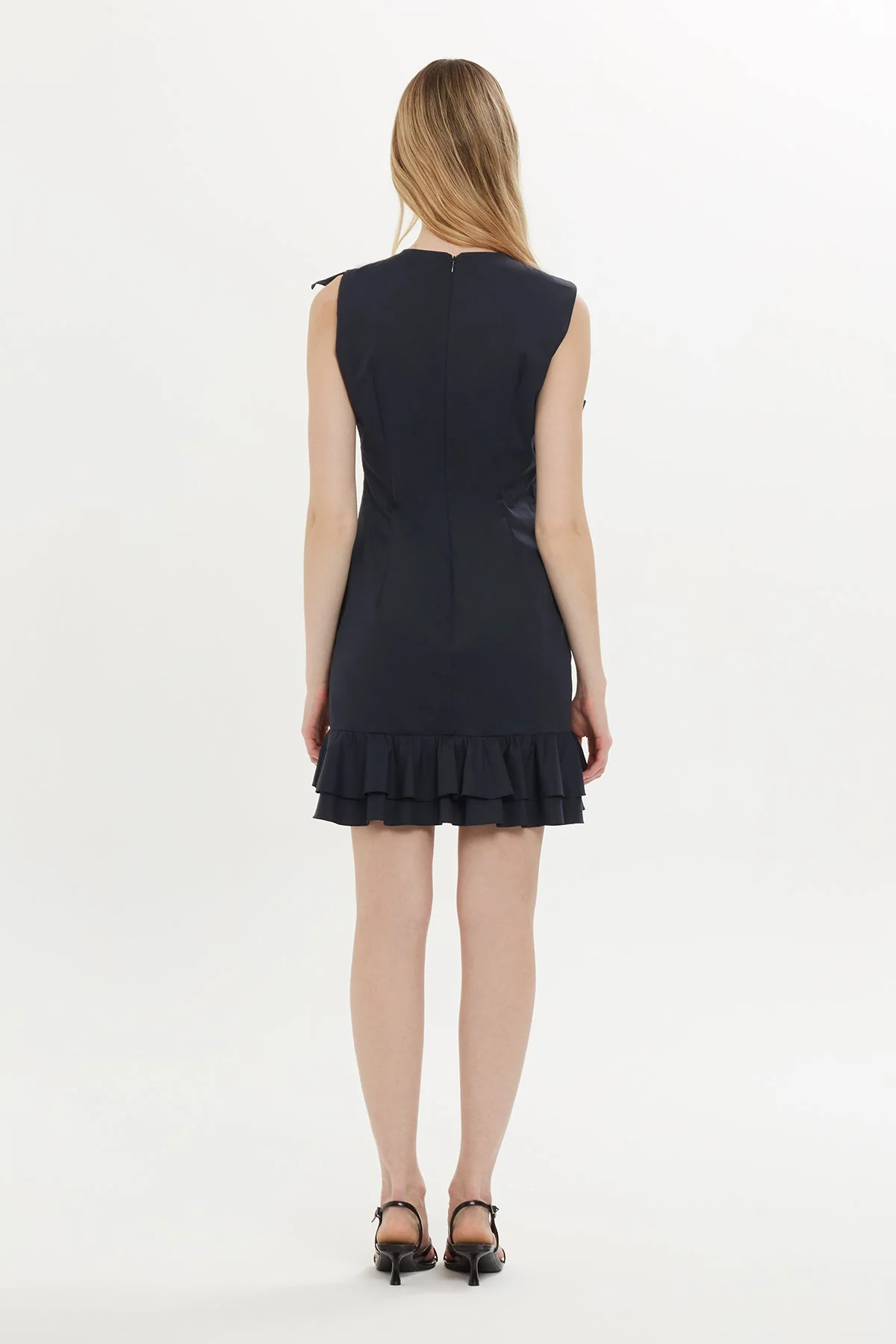 Navy Ruffle-Detail Mini Dress - Image 4