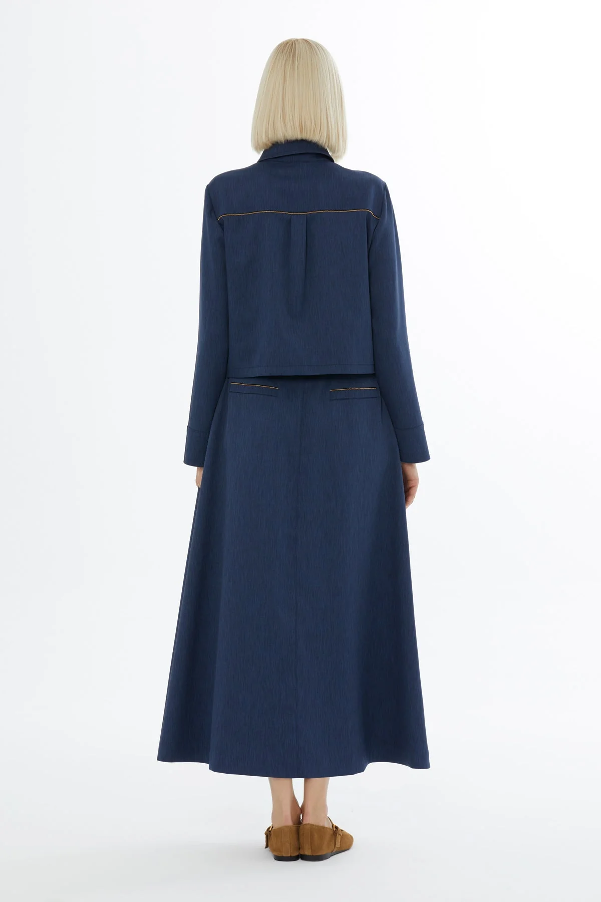 Navy Shirt and Midi Skirt Set - Image 4