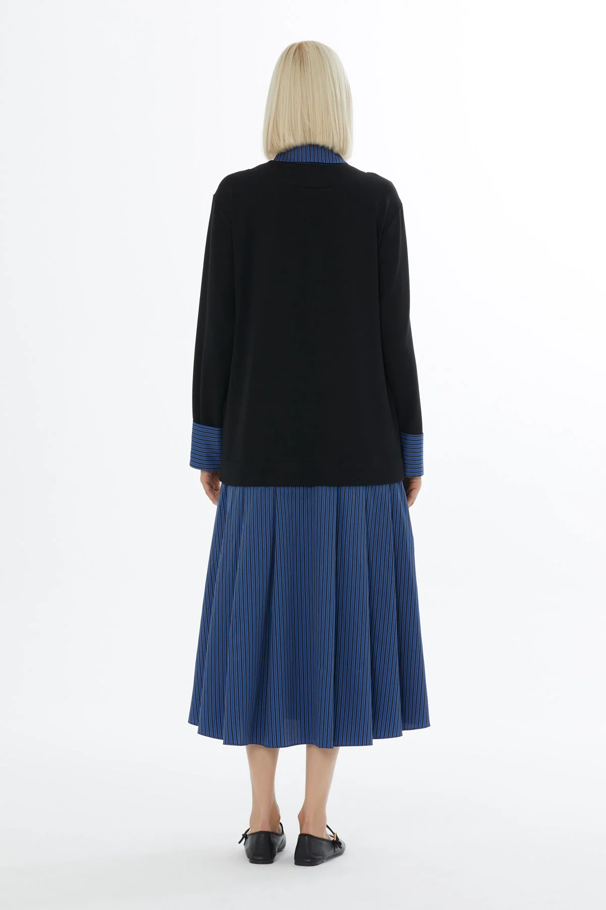 Navy Shirt-Detail Midi Dress - Image 3