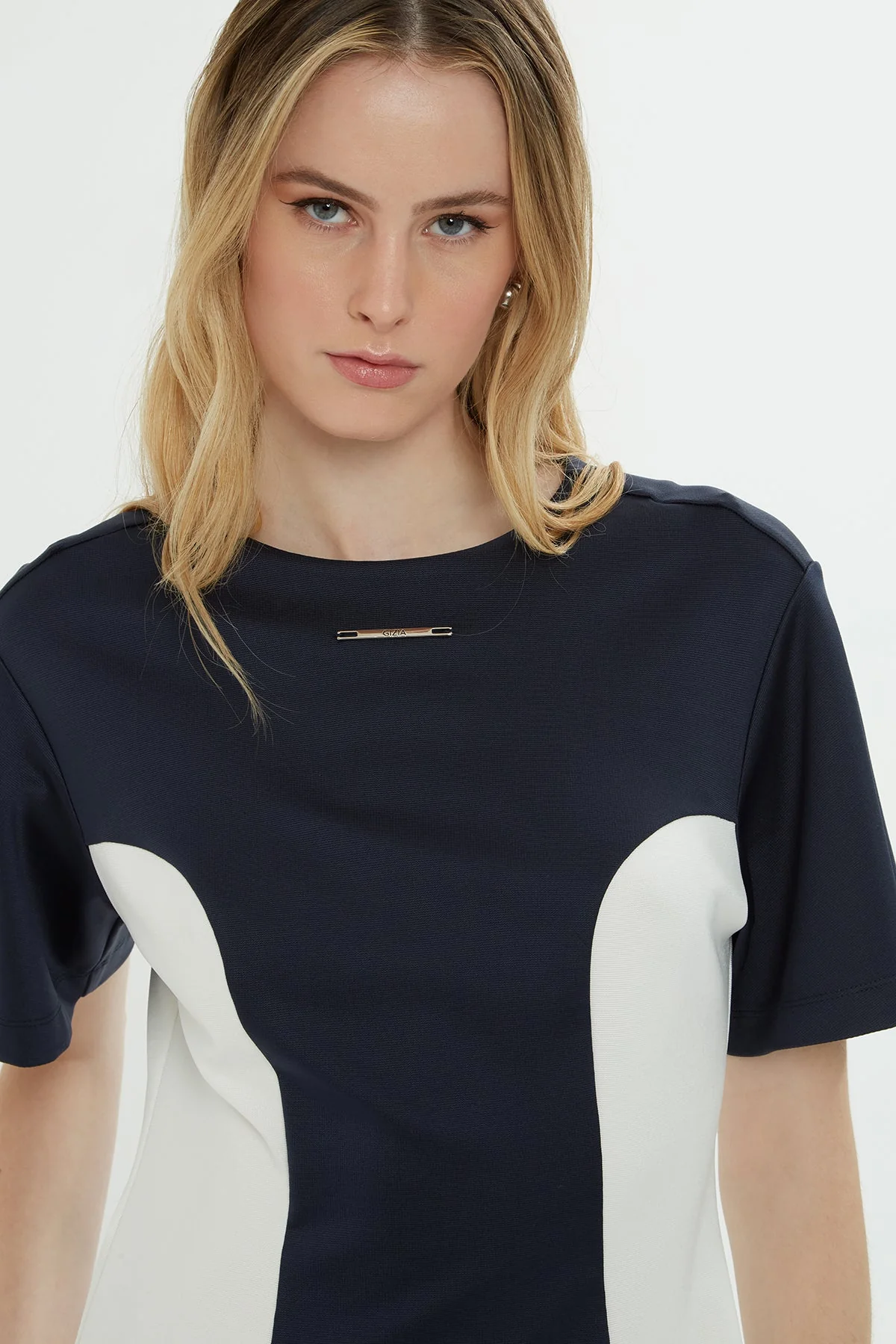Navy Short-Sleeve Mini Dress - Image 2