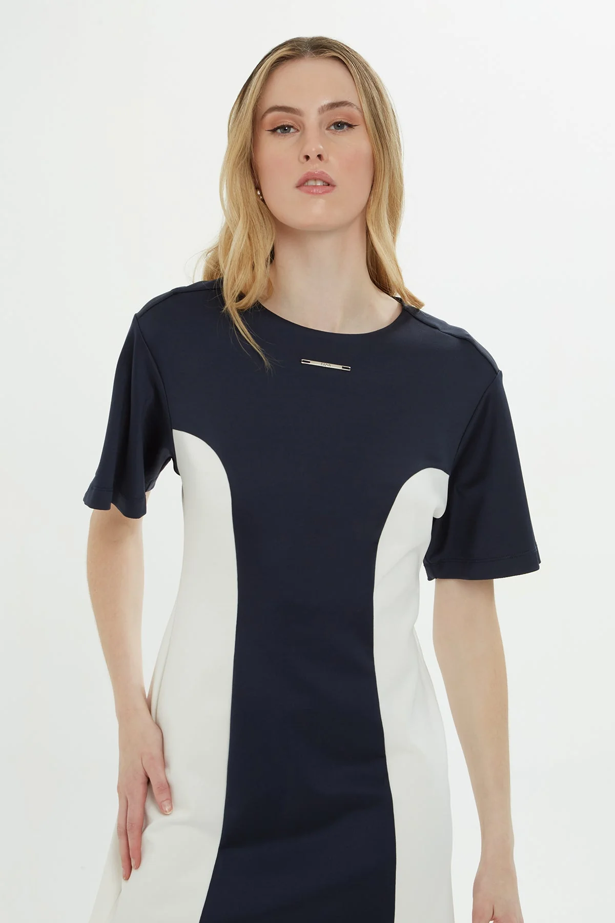 Navy Short-Sleeve Mini Dress - Image 3
