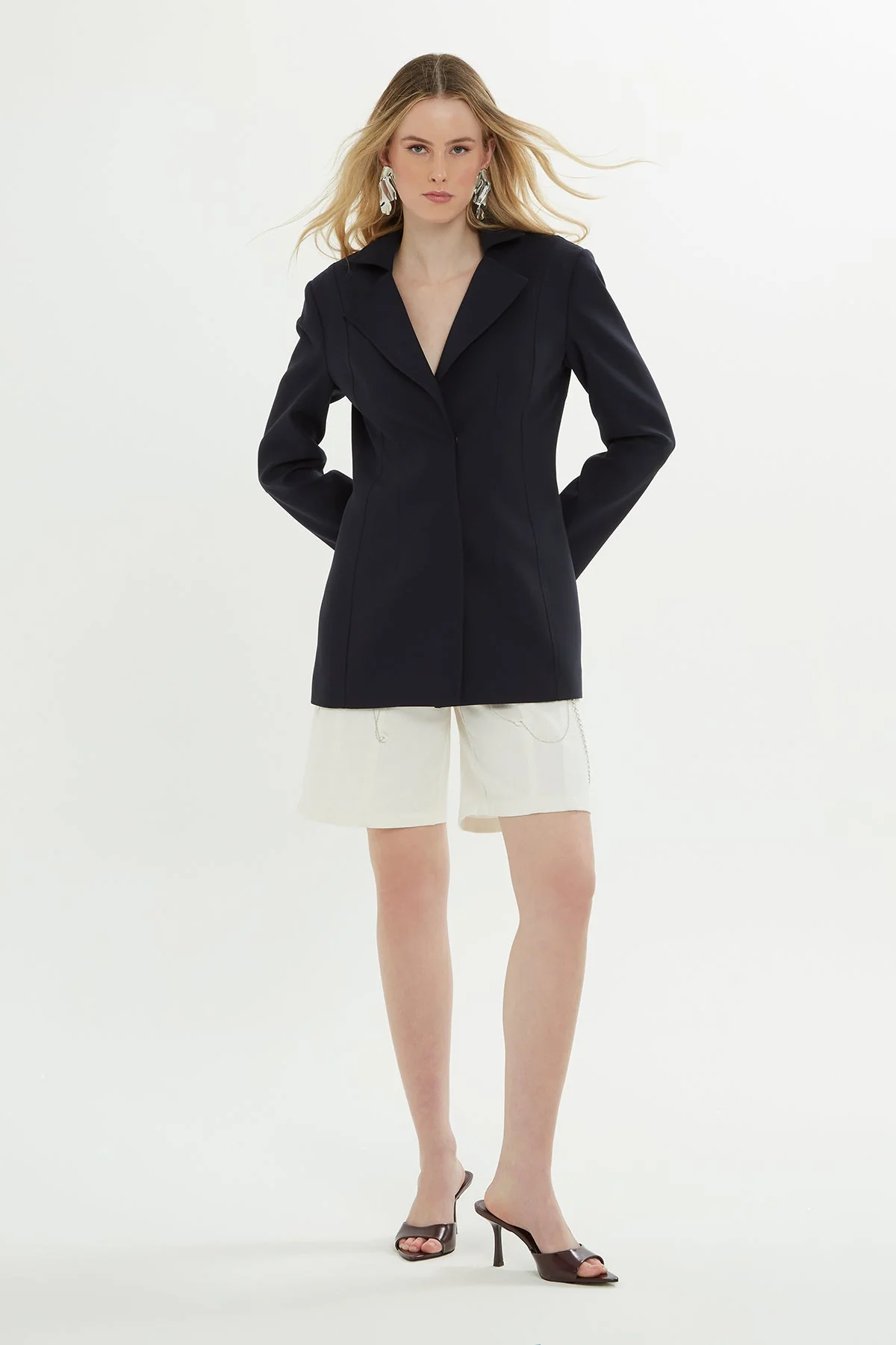 Navy Snap-Button Lined Jacket