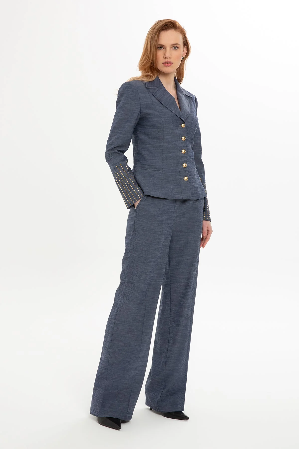 Navy Suit with Stone-Embellished Jacket - Image 2