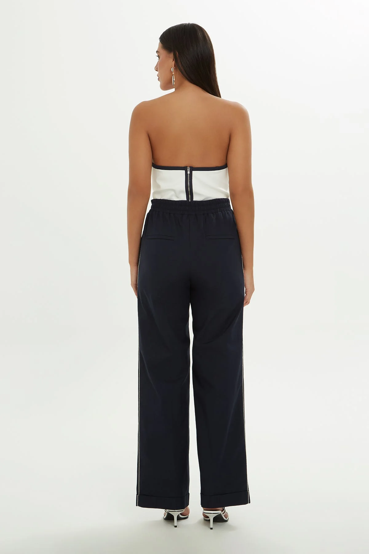 Navy Trousers with Chain Detail - Image 4