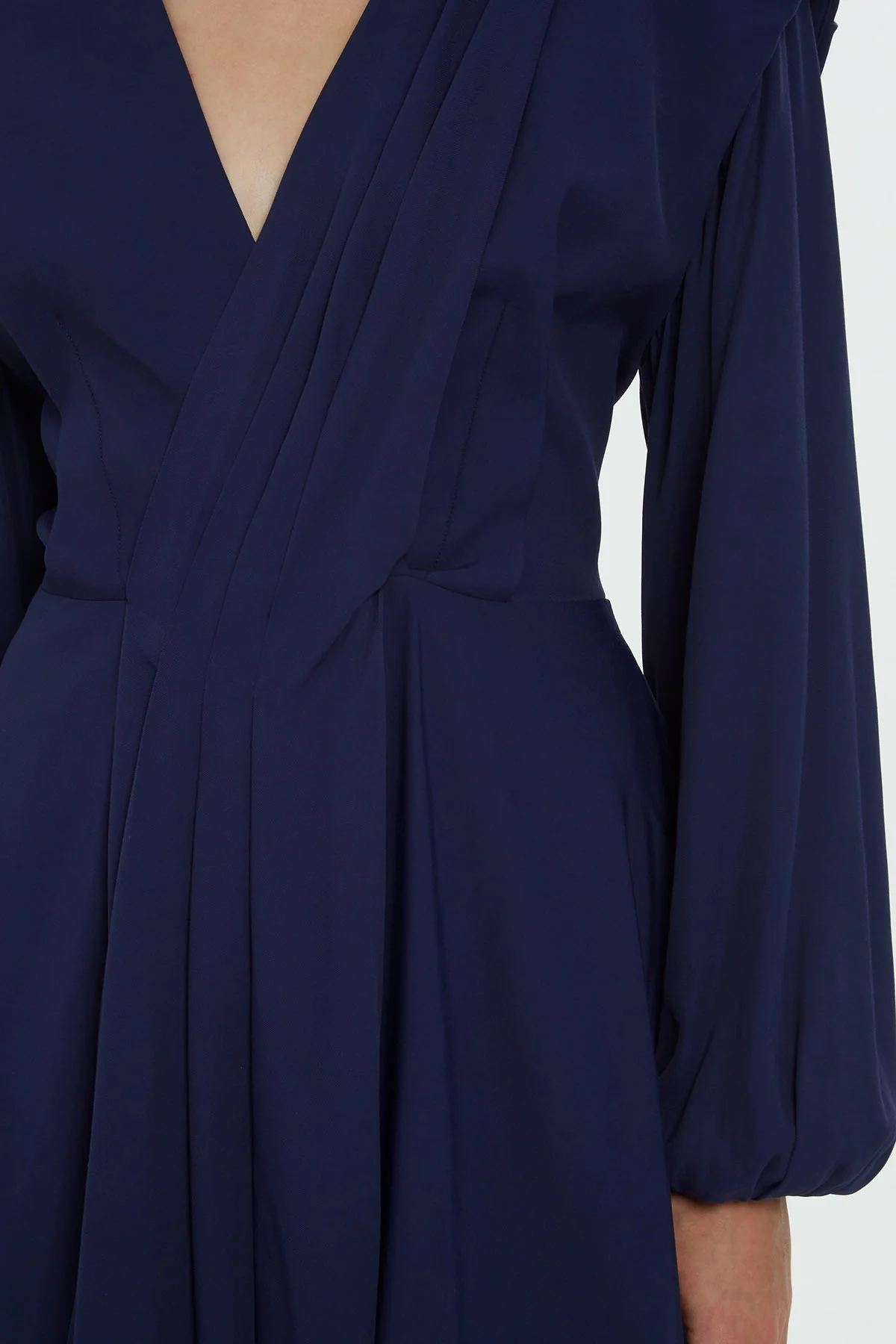 Navy V-Neck Midi Dress - Image 3