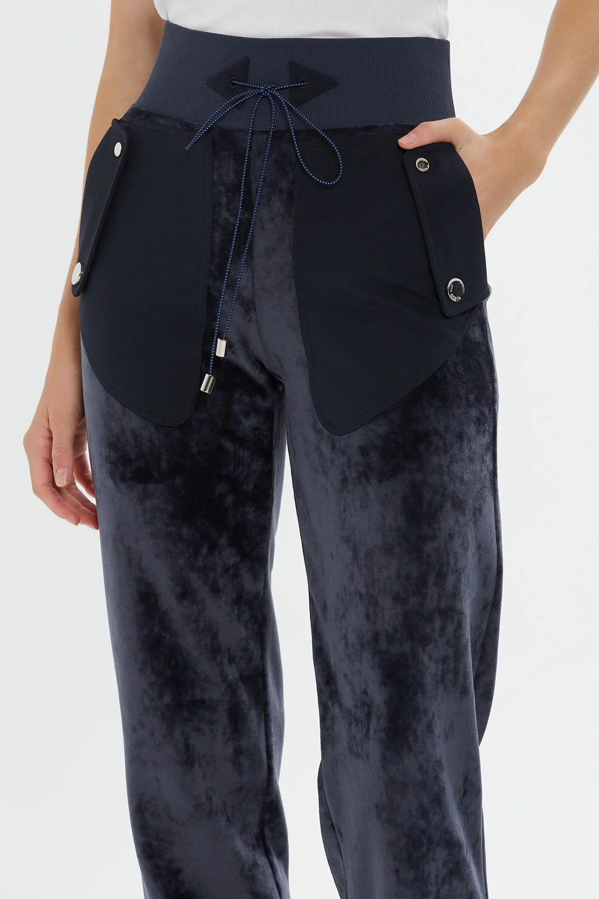 Navy Velvet Carrot Fit Sweatpants - Image 2