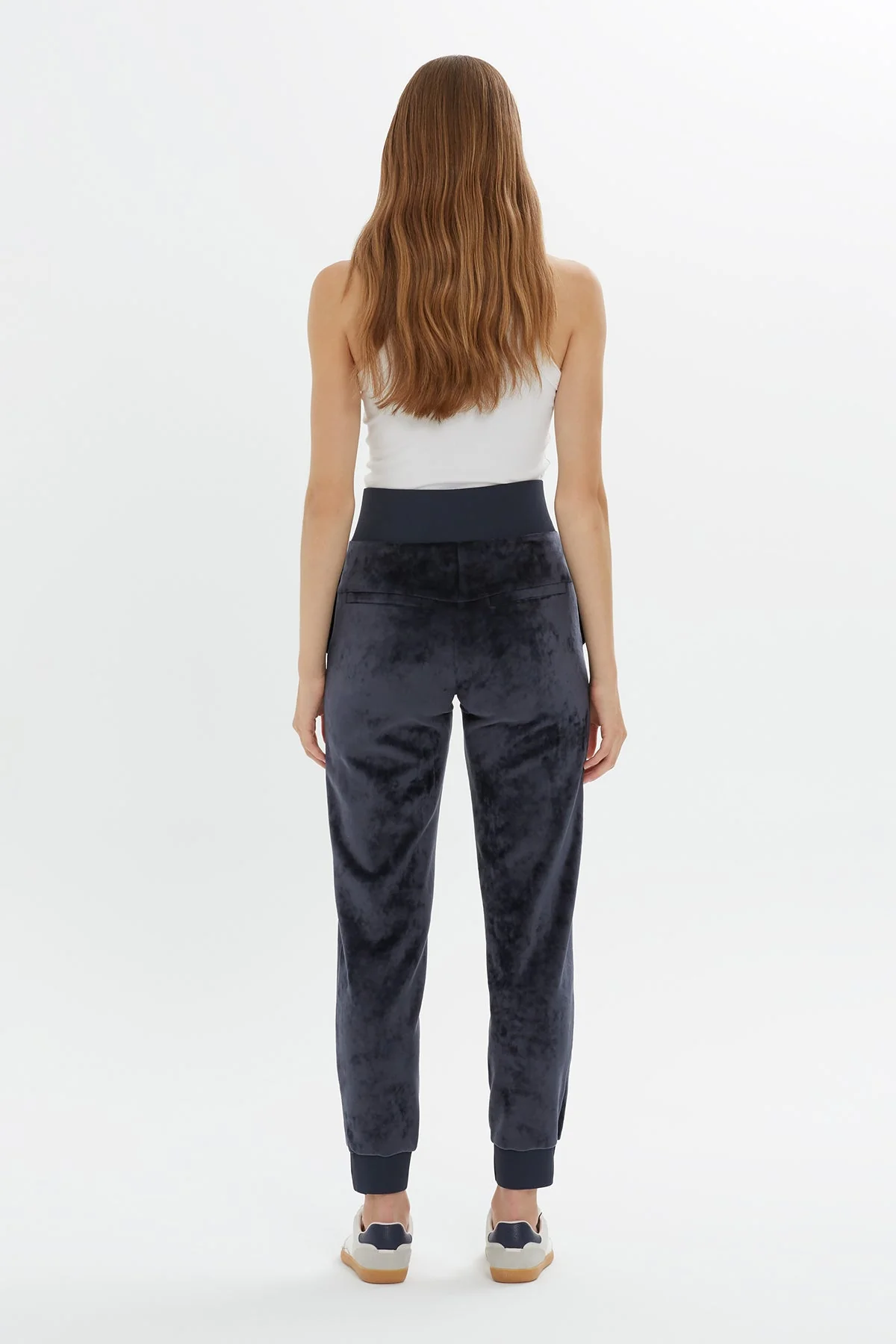 Navy Velvet Carrot Fit Sweatpants - Image 4