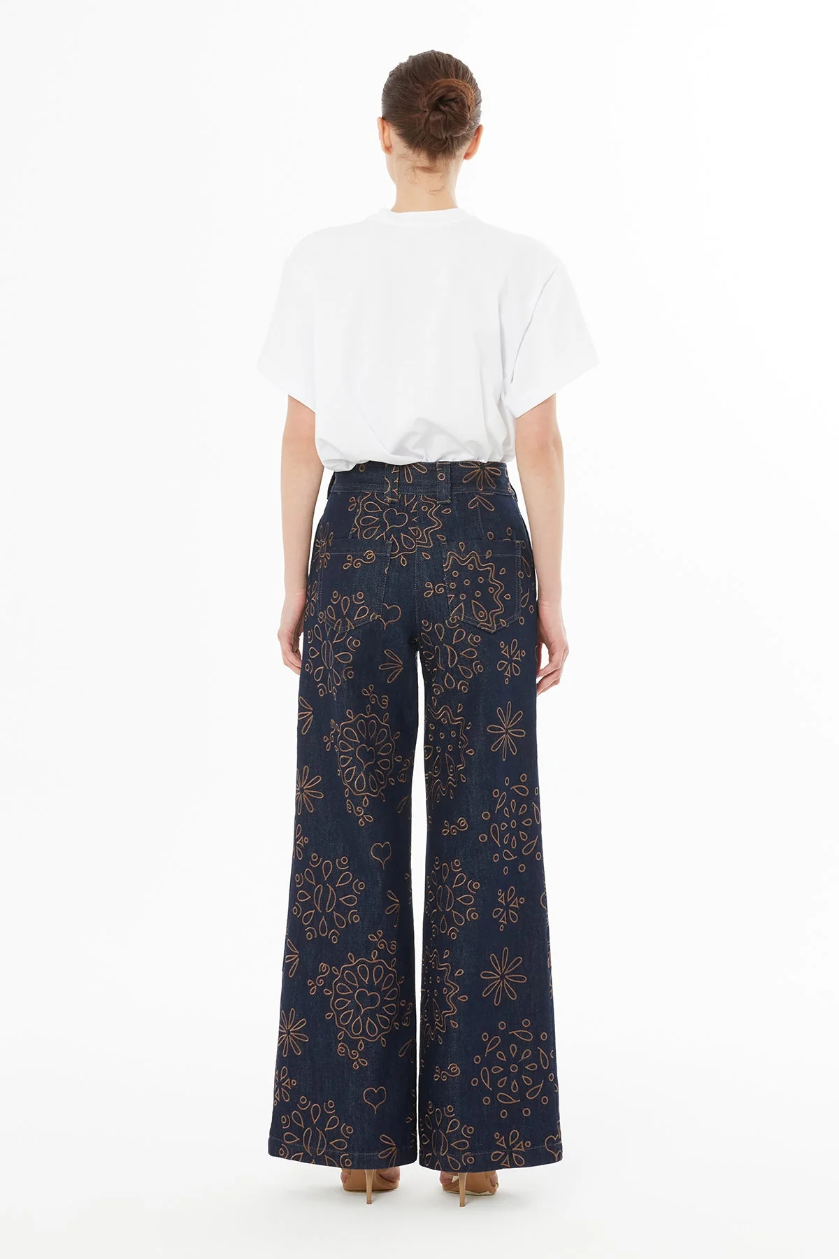 Navy Zip-Closure Embroidered Pants - Image 5