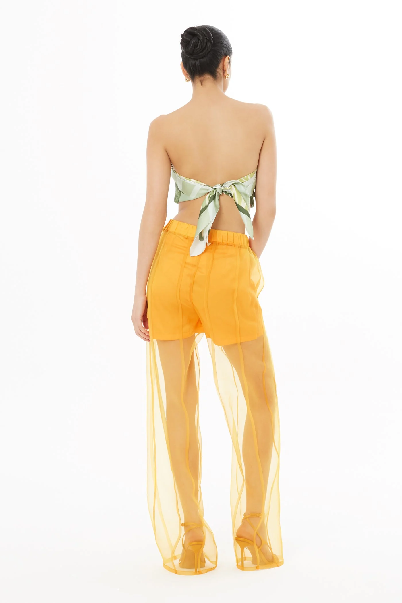 Orange Organza Wide-Leg Pants - Image 5