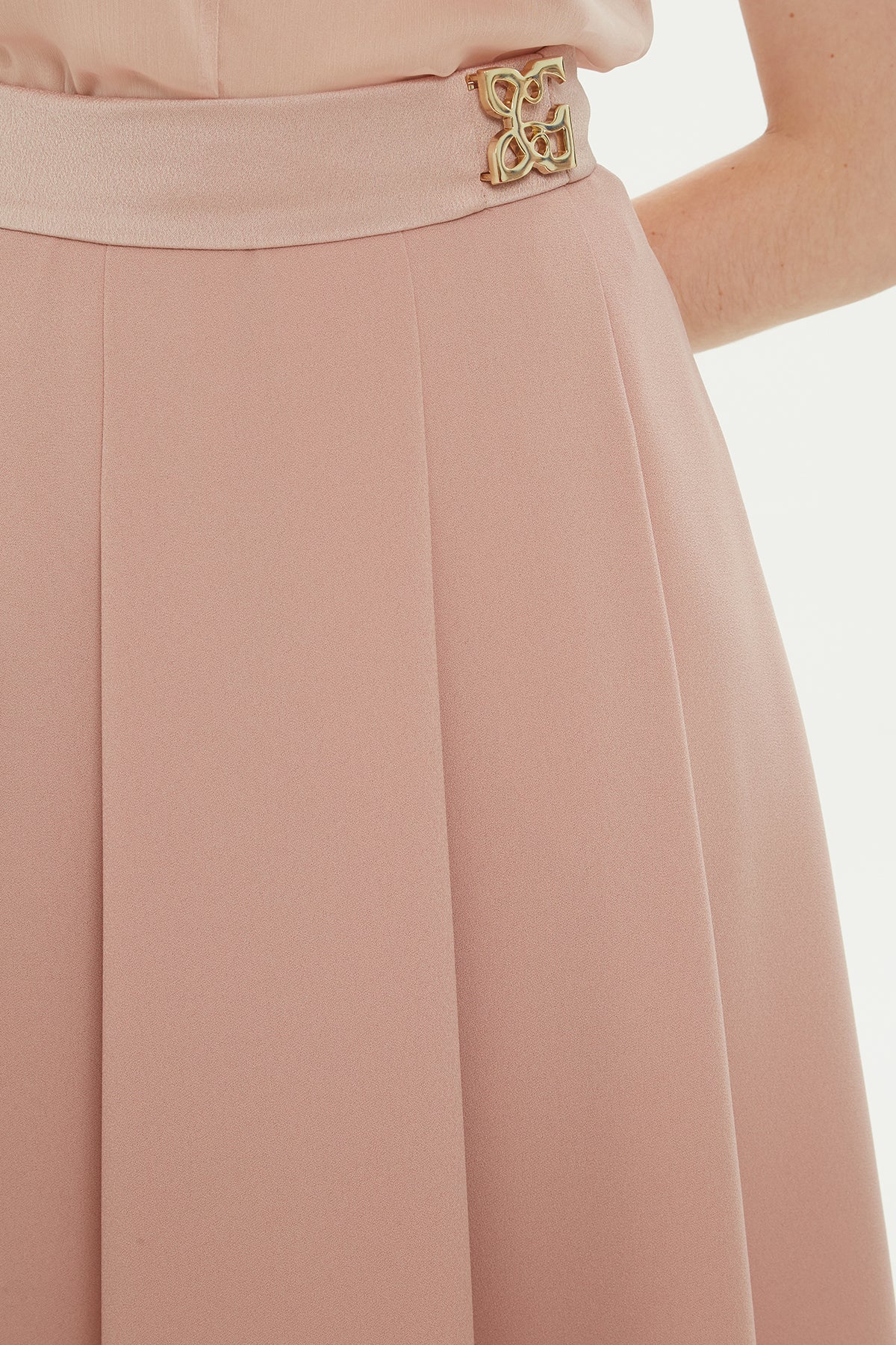 Orange Pleated Midi Skirt - Image 2