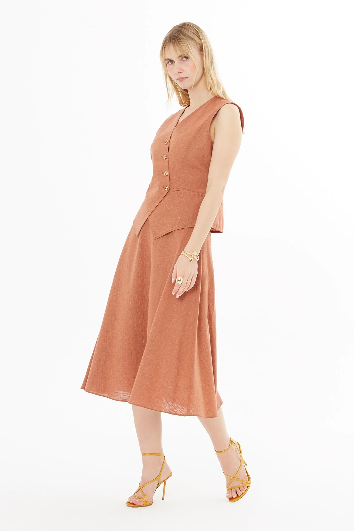 Orange Set with Midi Skirt - Image 3