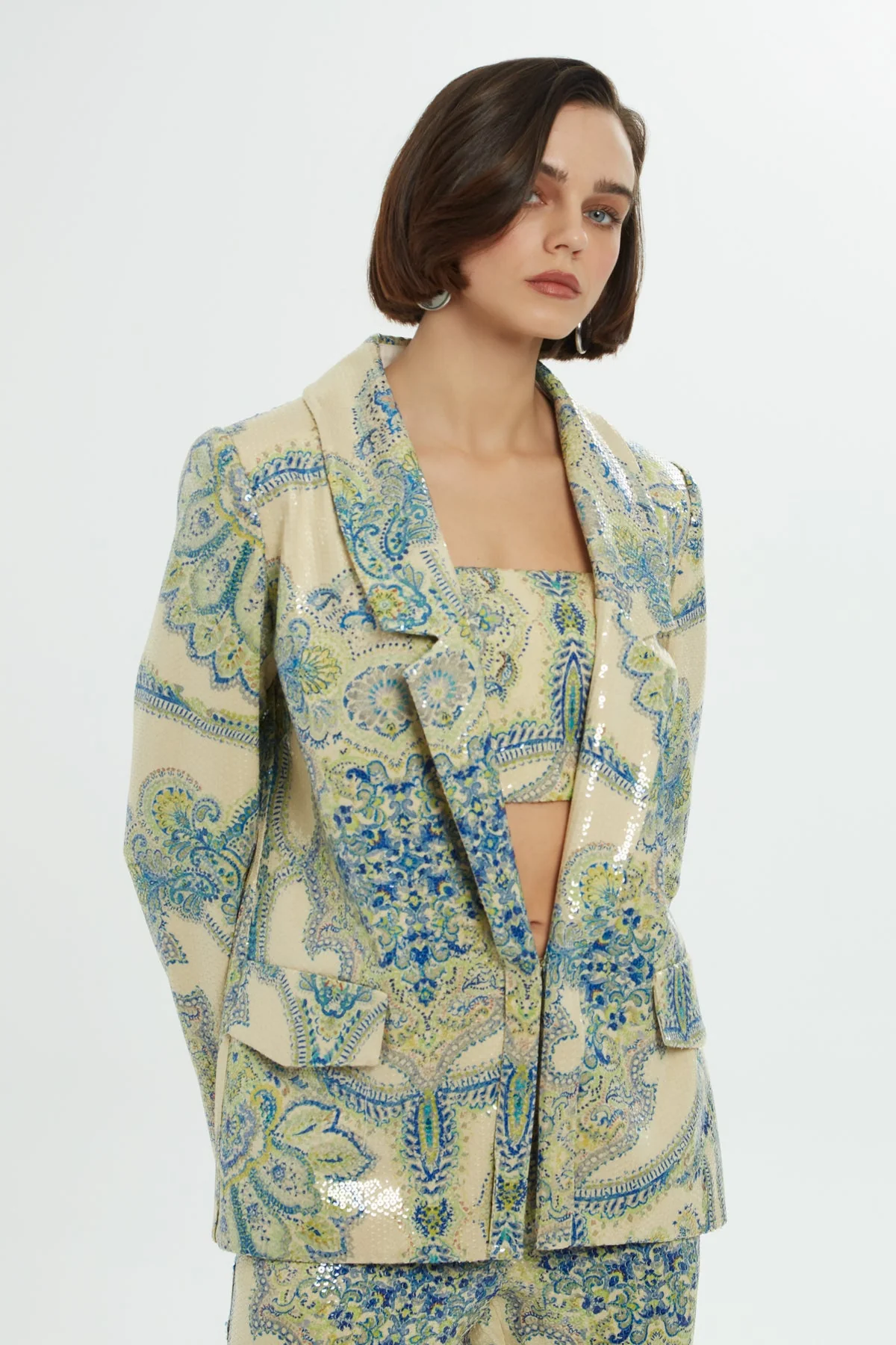 Original-Color Patterned Sequin Jacket - Image 3