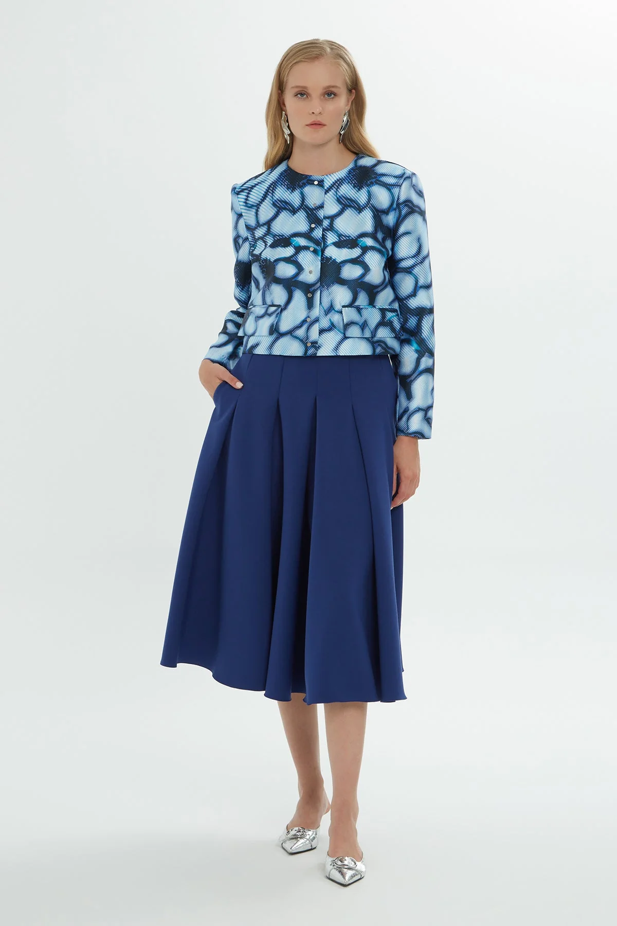 Patterned Crew-Neck Jacket