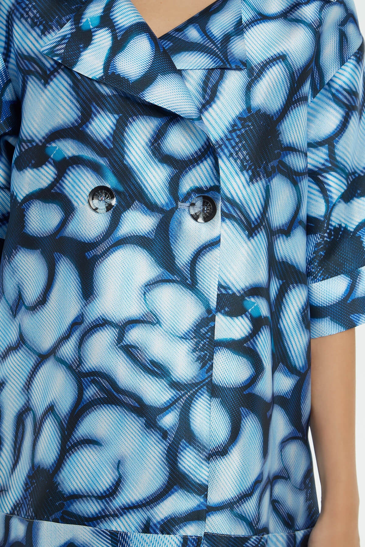 Patterned Crew Neck Short Jacket - Image 3