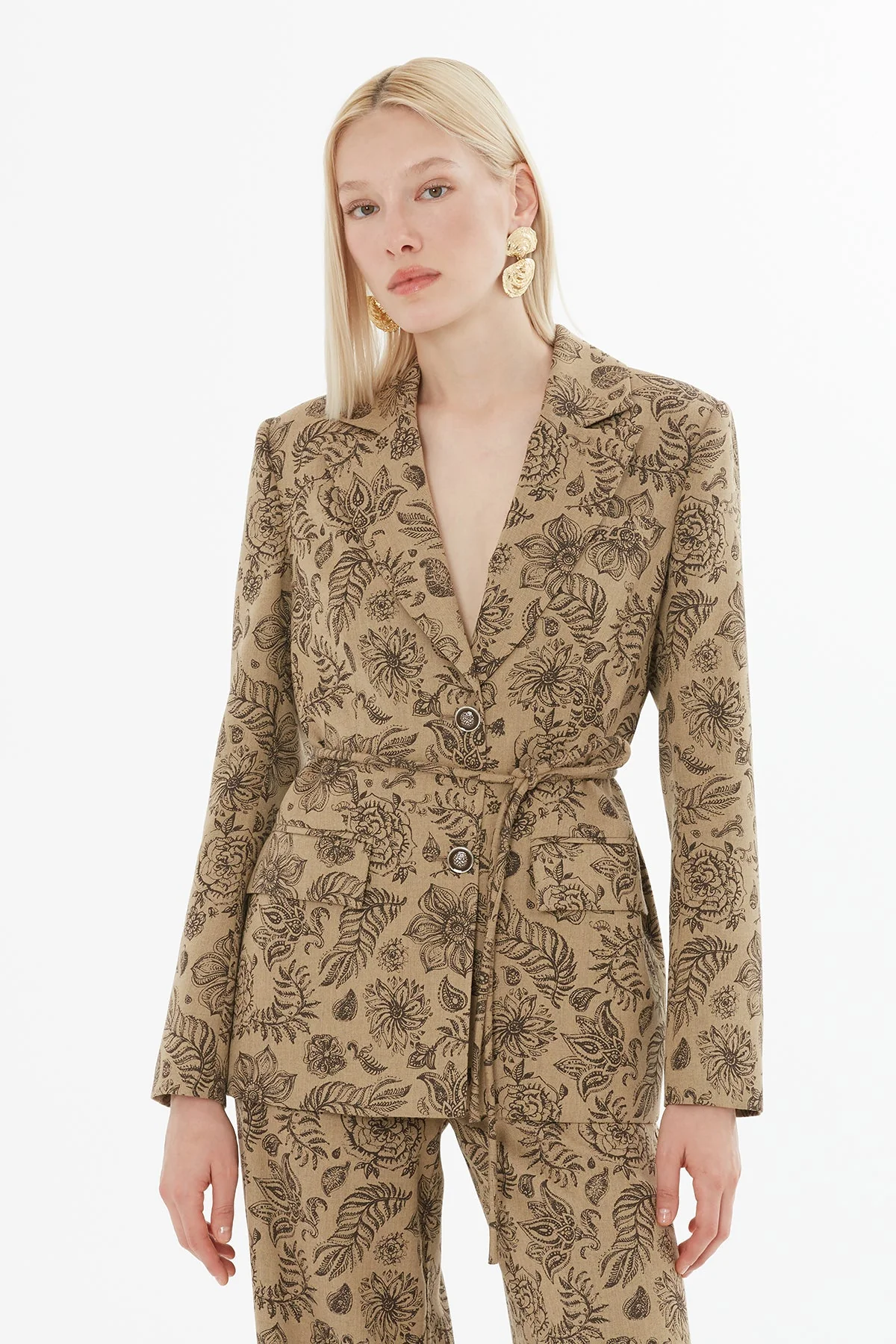 Patterned Jacket and Trousers Set